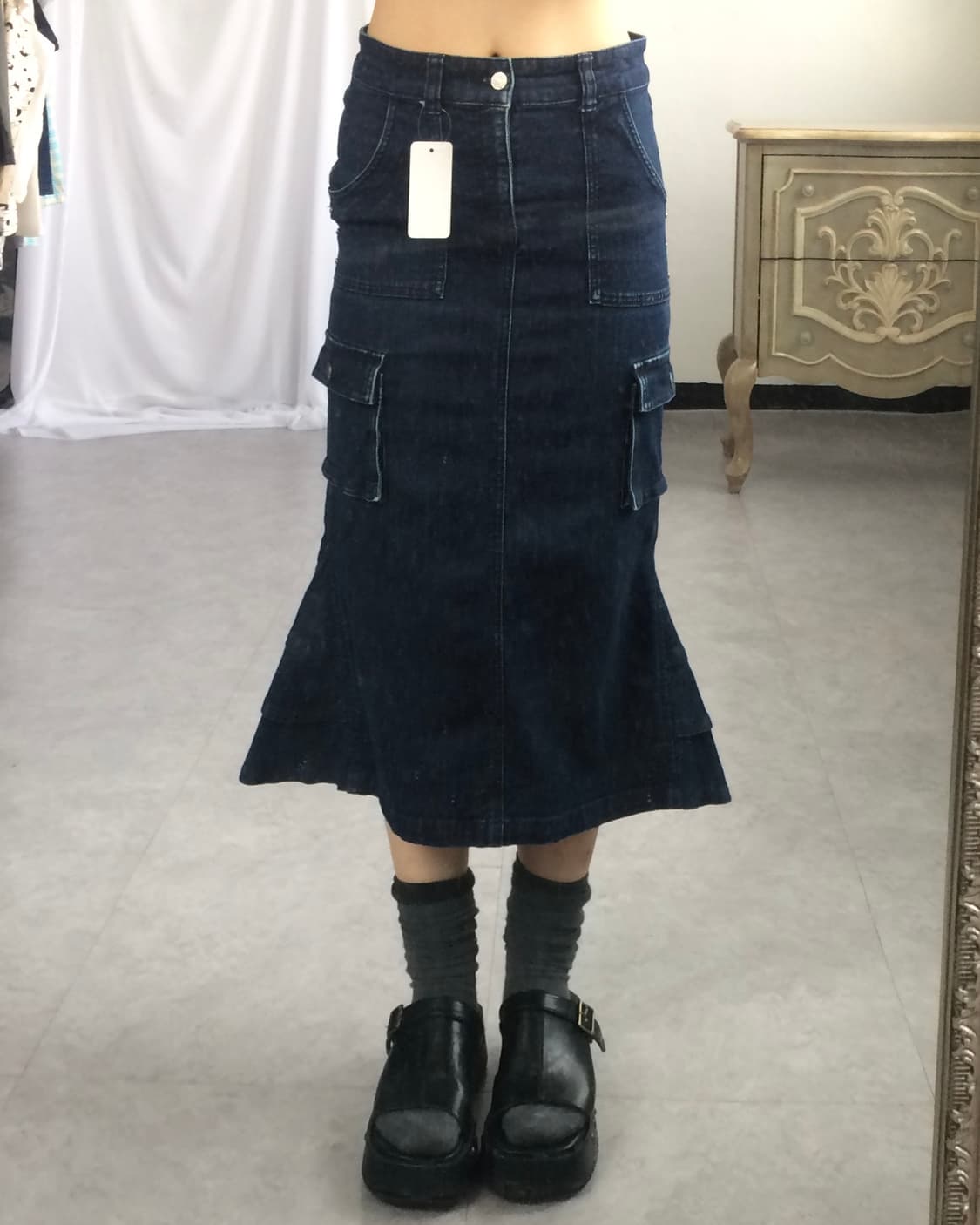Denim cago skirt 상품이미지1