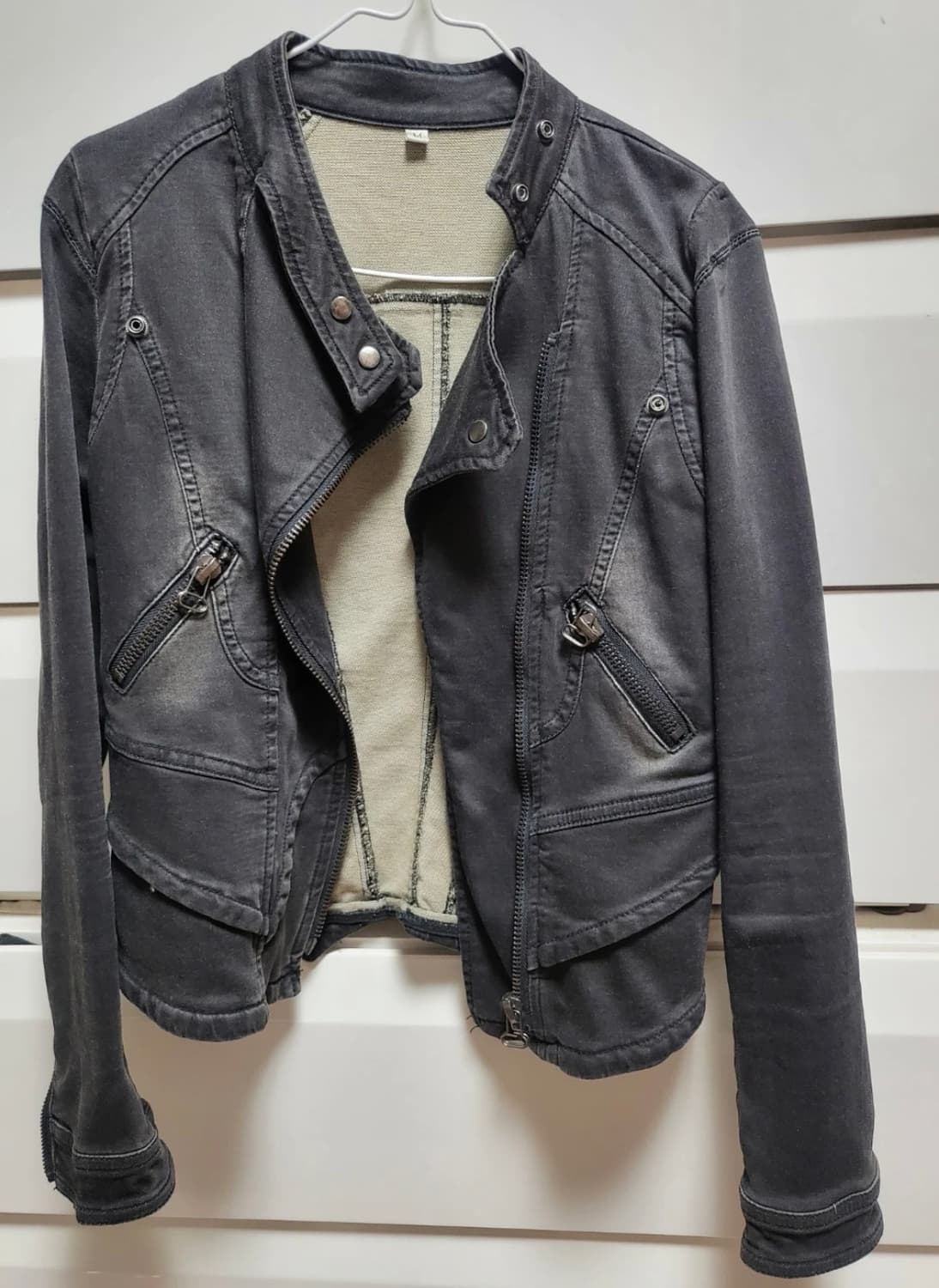 디젤스타일 멀티 지퍼 흑청 데님 빈티지 자켓 M 상품이미지1