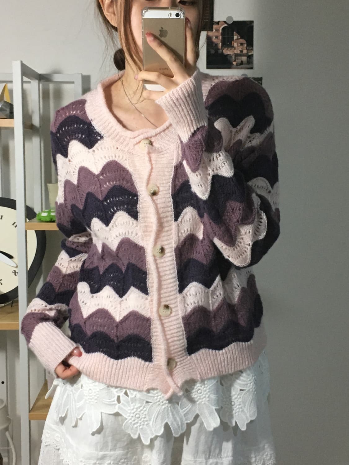 바이올렛 물결 가디건 상품이미지3