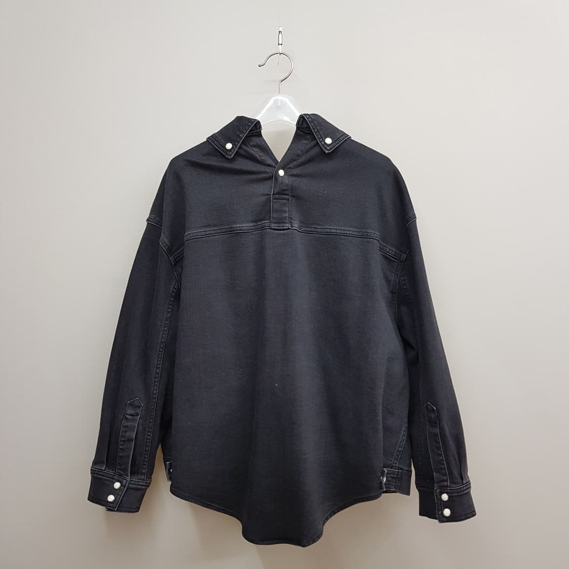 한섬 시스템 스냅버튼 오버핏 데님 셔츠 자켓 82-94-160사이즈 상품이미지7