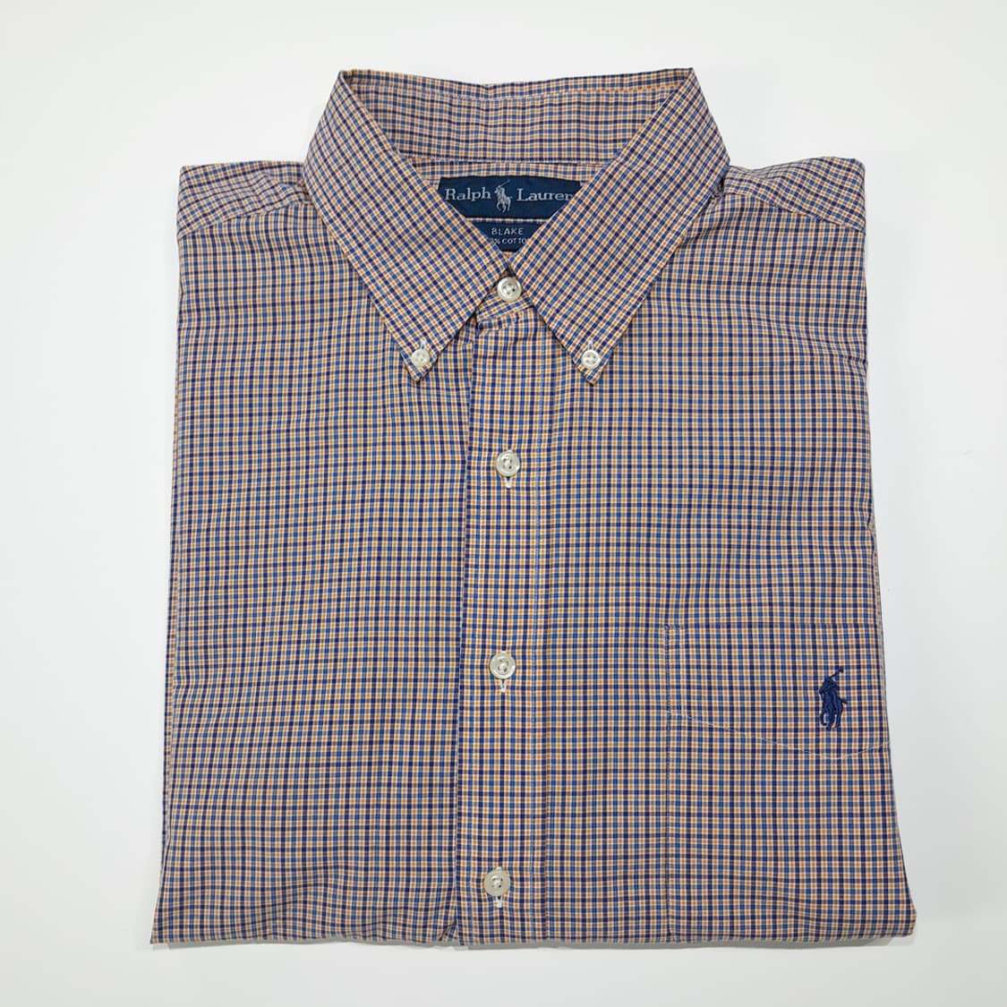 CL765 XL 폴로 90s 오렌지 네이비 마이크로 체크 버튼다운 셔츠 상품이미지8