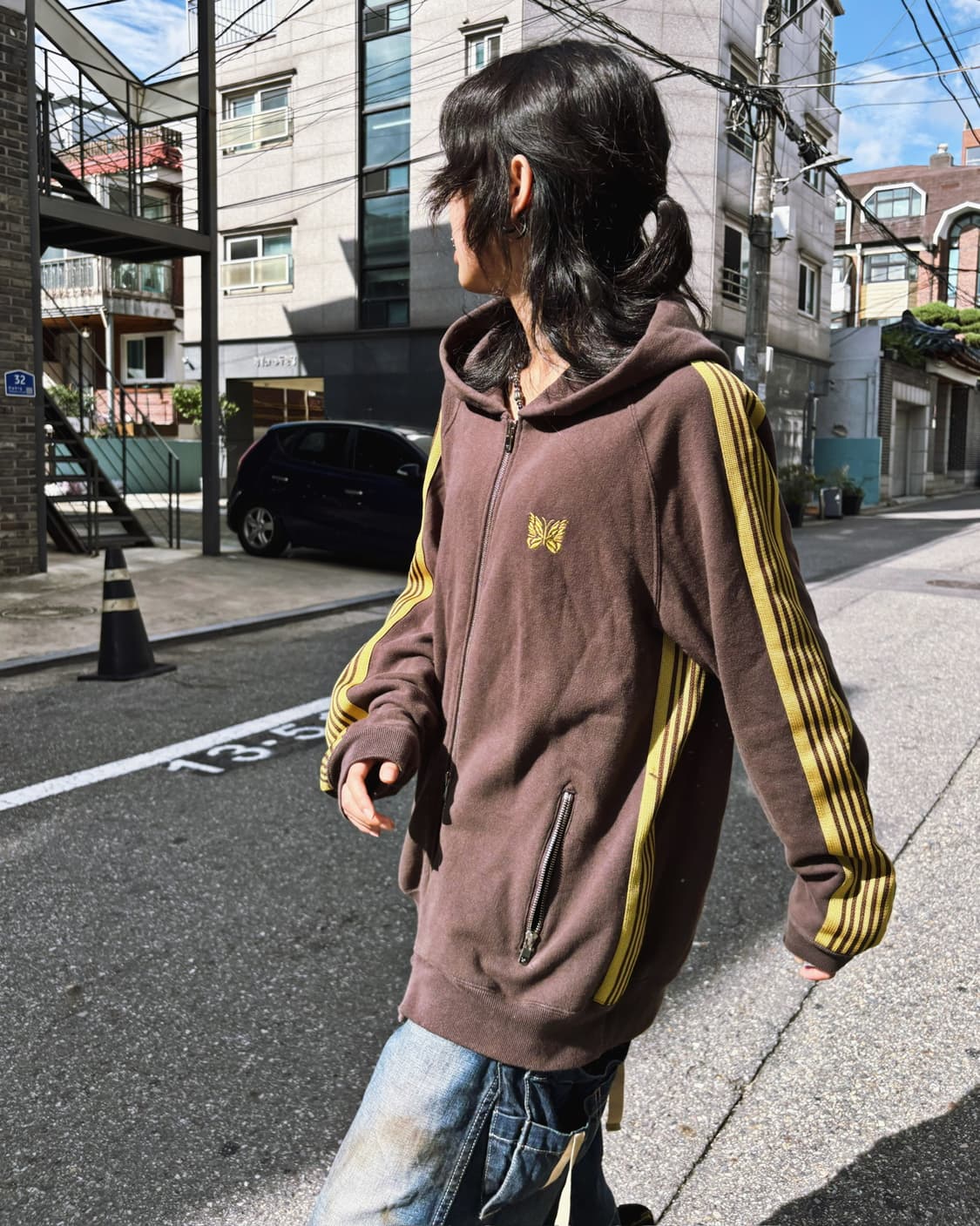니들스 X 누비안 브라운 후드집업 상품이미지1