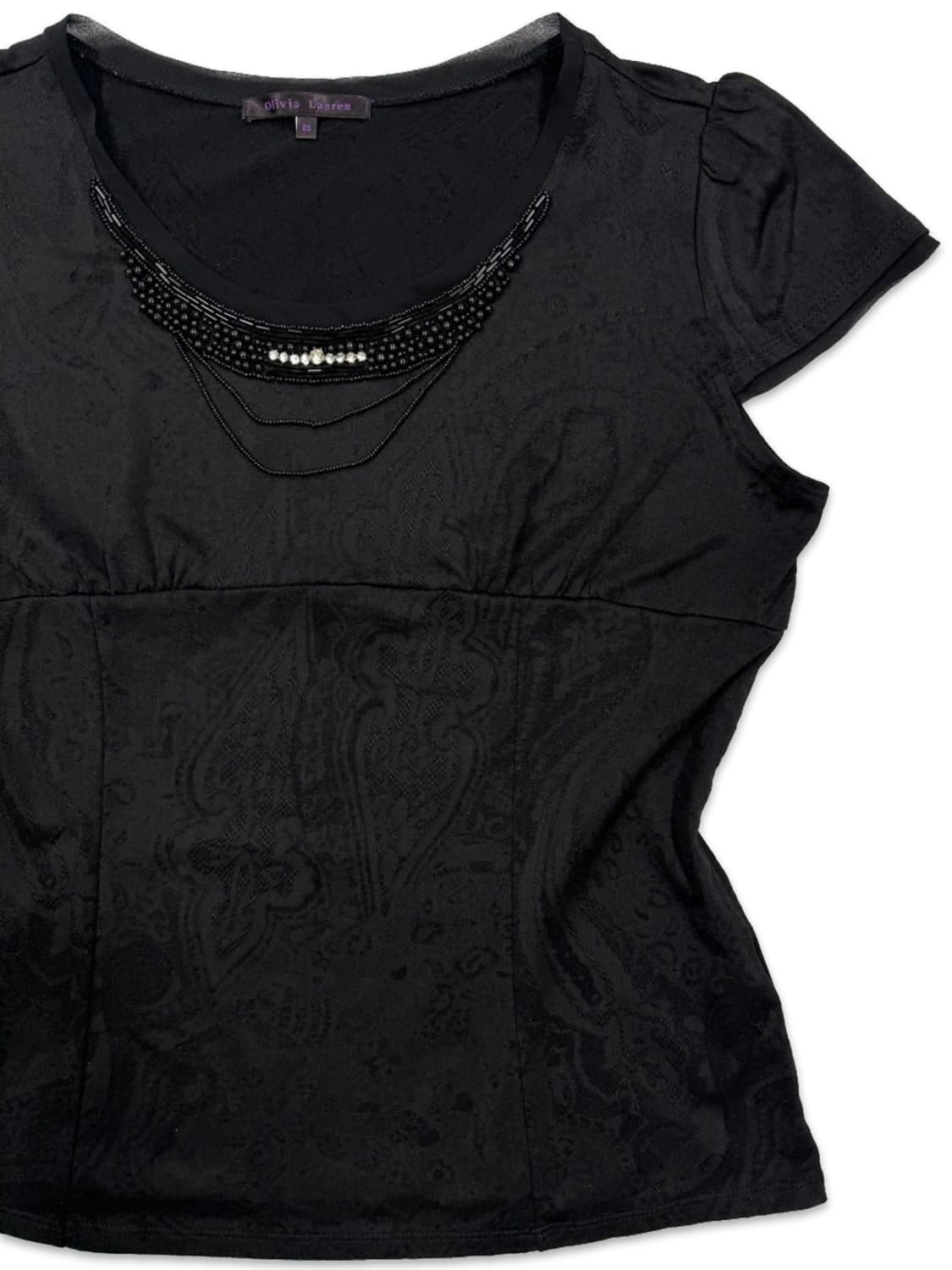 빈티지 블랙 비즈 슬림 반팔티 상품이미지2