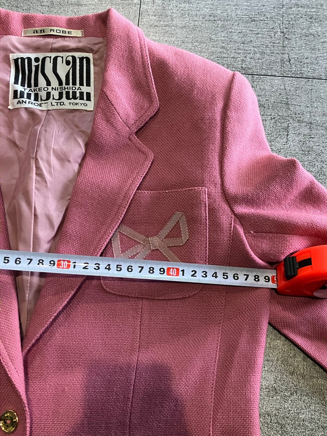 일본빈티지 Missan 하구미모리걸 달천깔페어리 리본블레이저자켓 핑크 상품이미지2