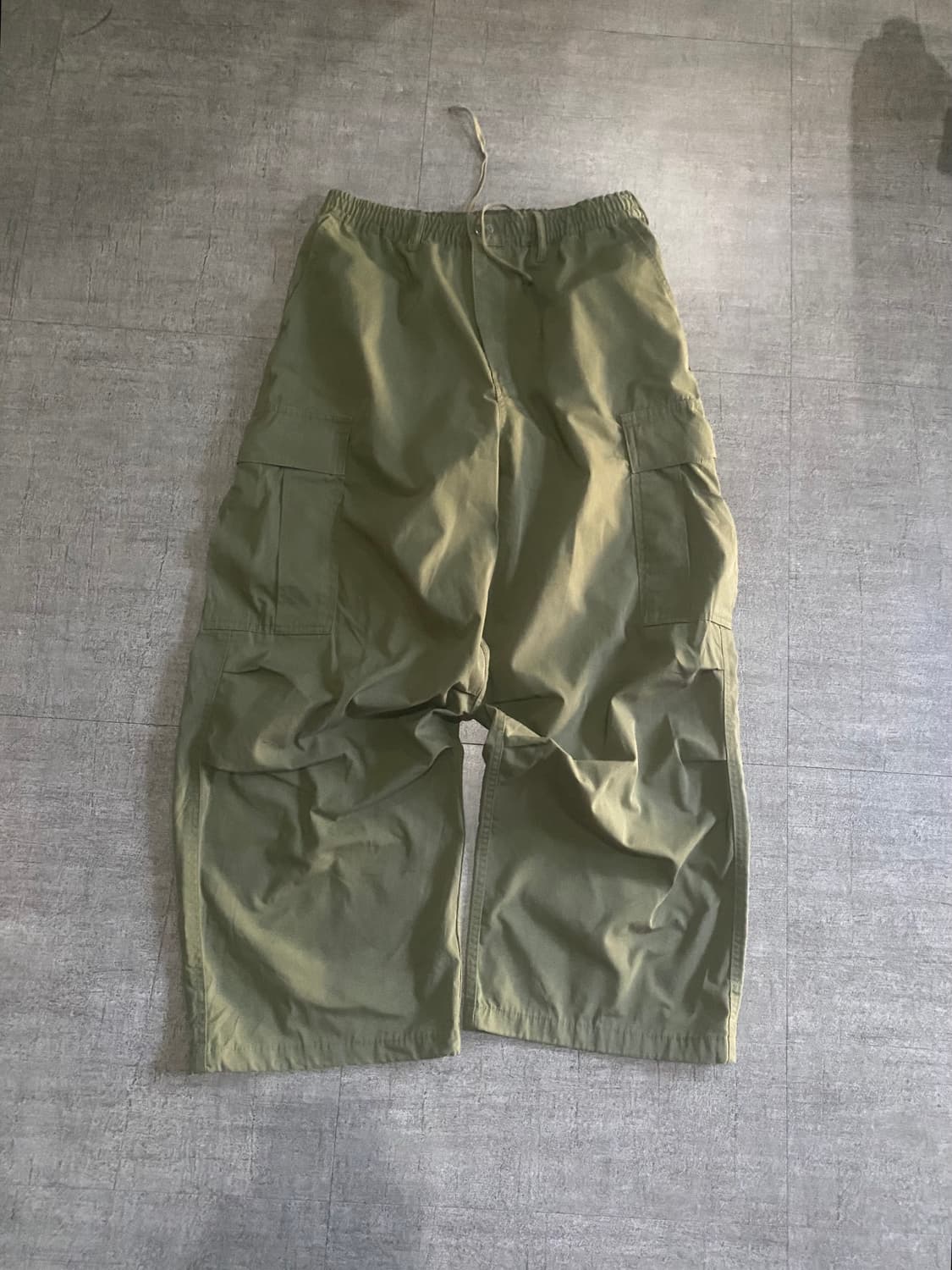 일본빈티지 Gu 올드스쿨아메카지 혁오풍 핀턱 와이드팬츠 카키 상품이미지1