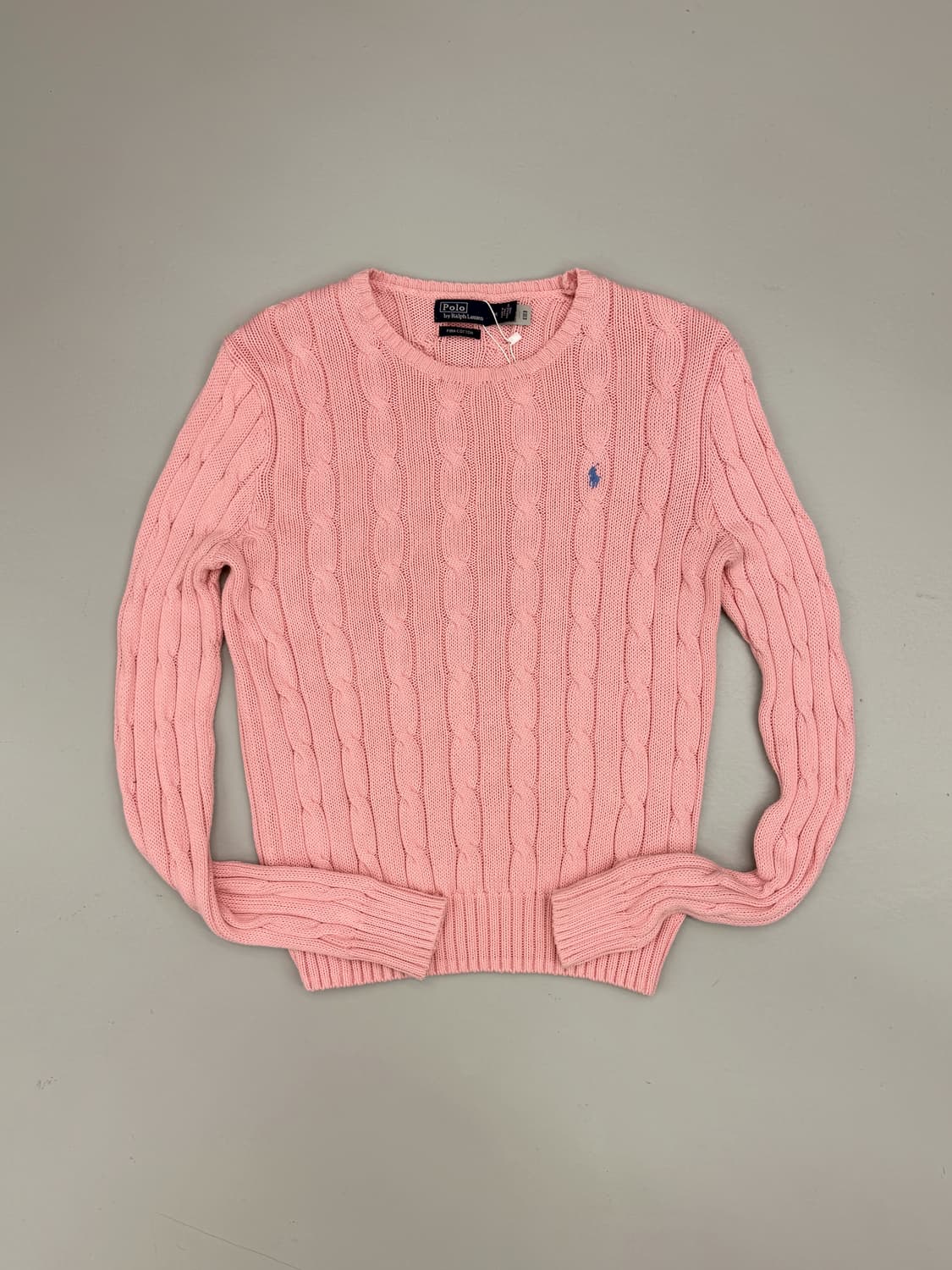 폴로 랄프로렌 신형 QR라벨 피마코튼 핑크 케이블 니트 상품이미지1