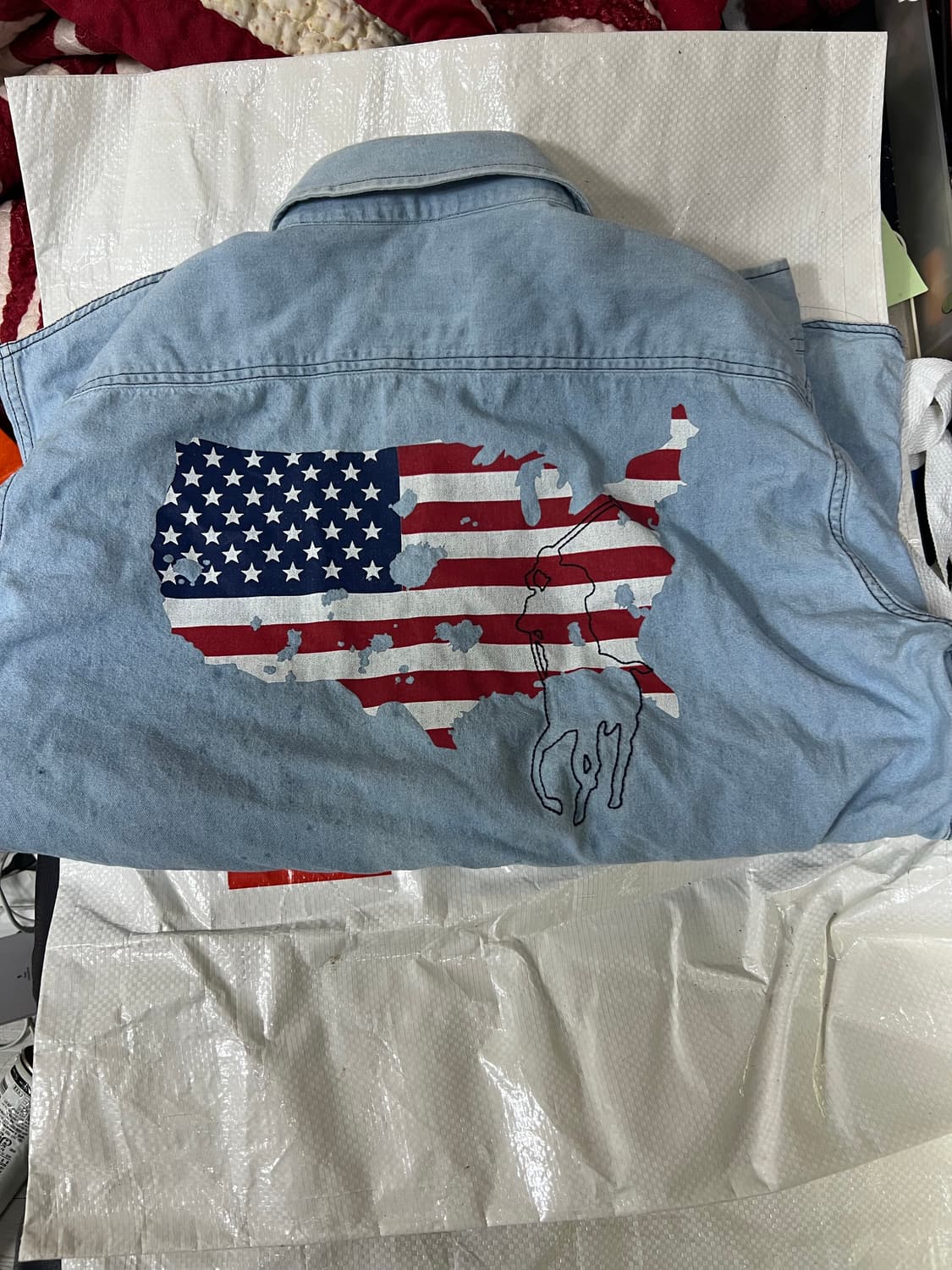 90s 폴로 데님 성조기 청남방 L 상품이미지5