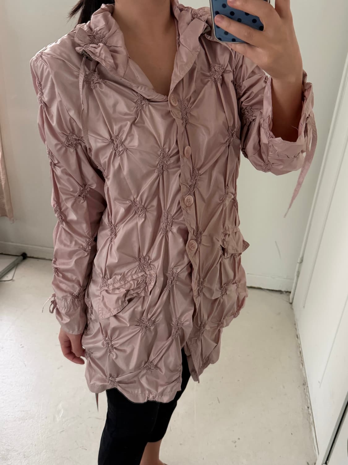 일본빈티지 더스티핑크 셔링 리본 자켓 상품이미지1