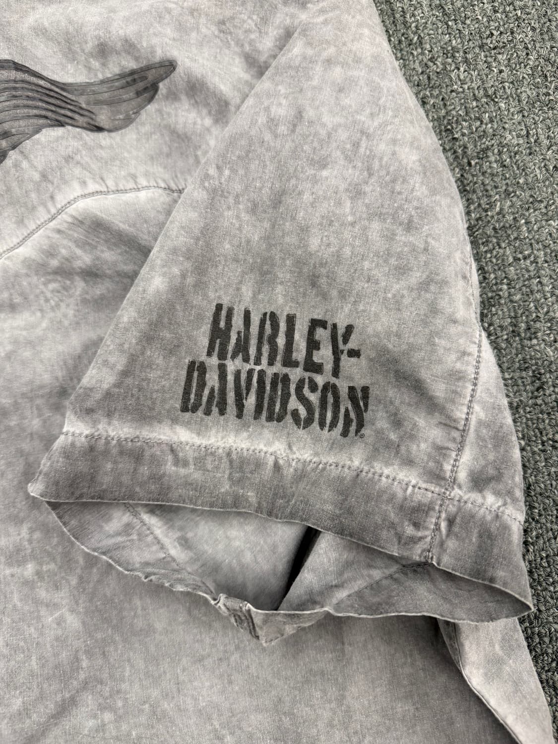 L)할리데이비슨 빈티지 웨스턴포인트 스컬 프린팅 포캣 반팔 셔츠 상품이미지7