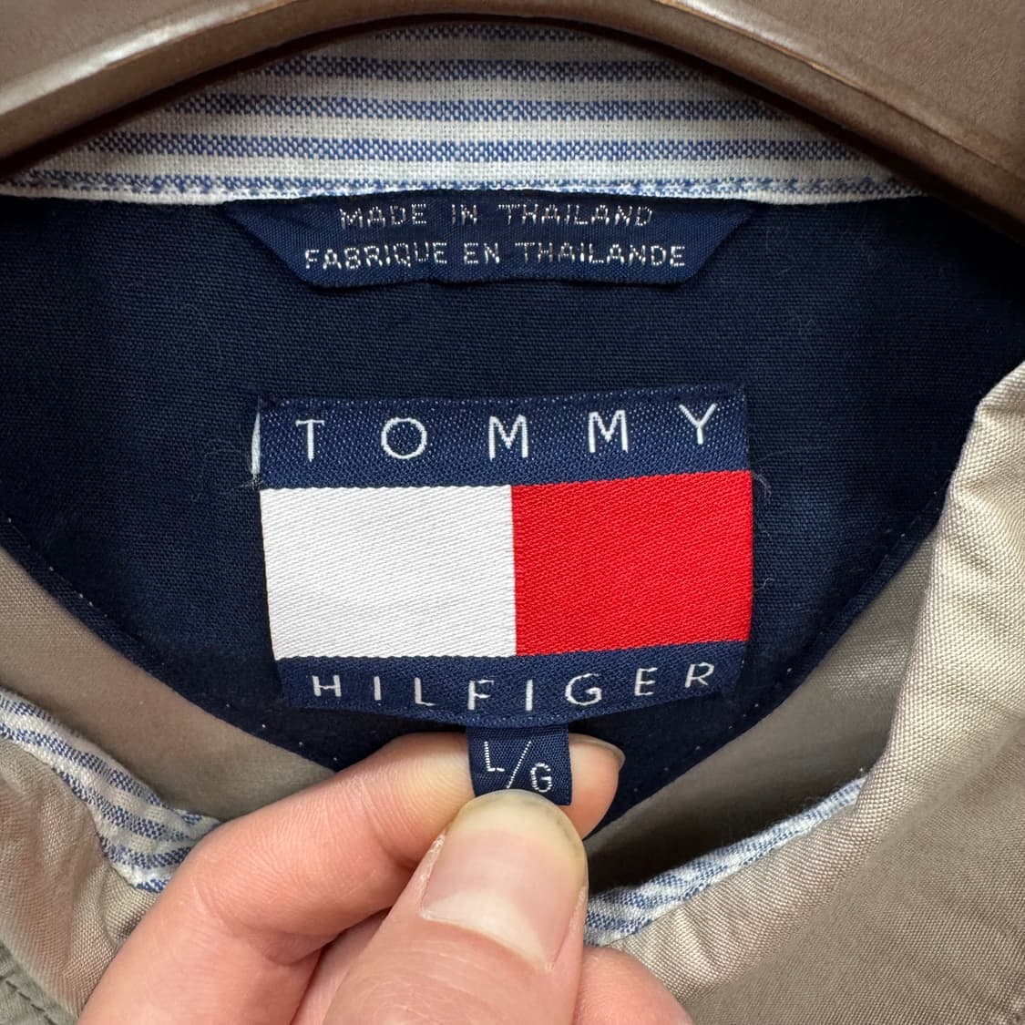 00s 타미힐피거 클래식 블루종 자켓 전면 로고 포인트 베이지 상품이미지5