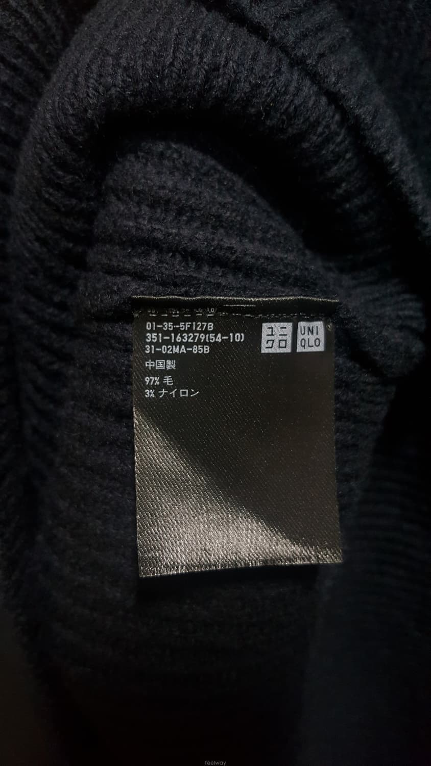 르메르 X 유니클로 16FW 숄 카라 스웨터 네이비 L 상품이미지5