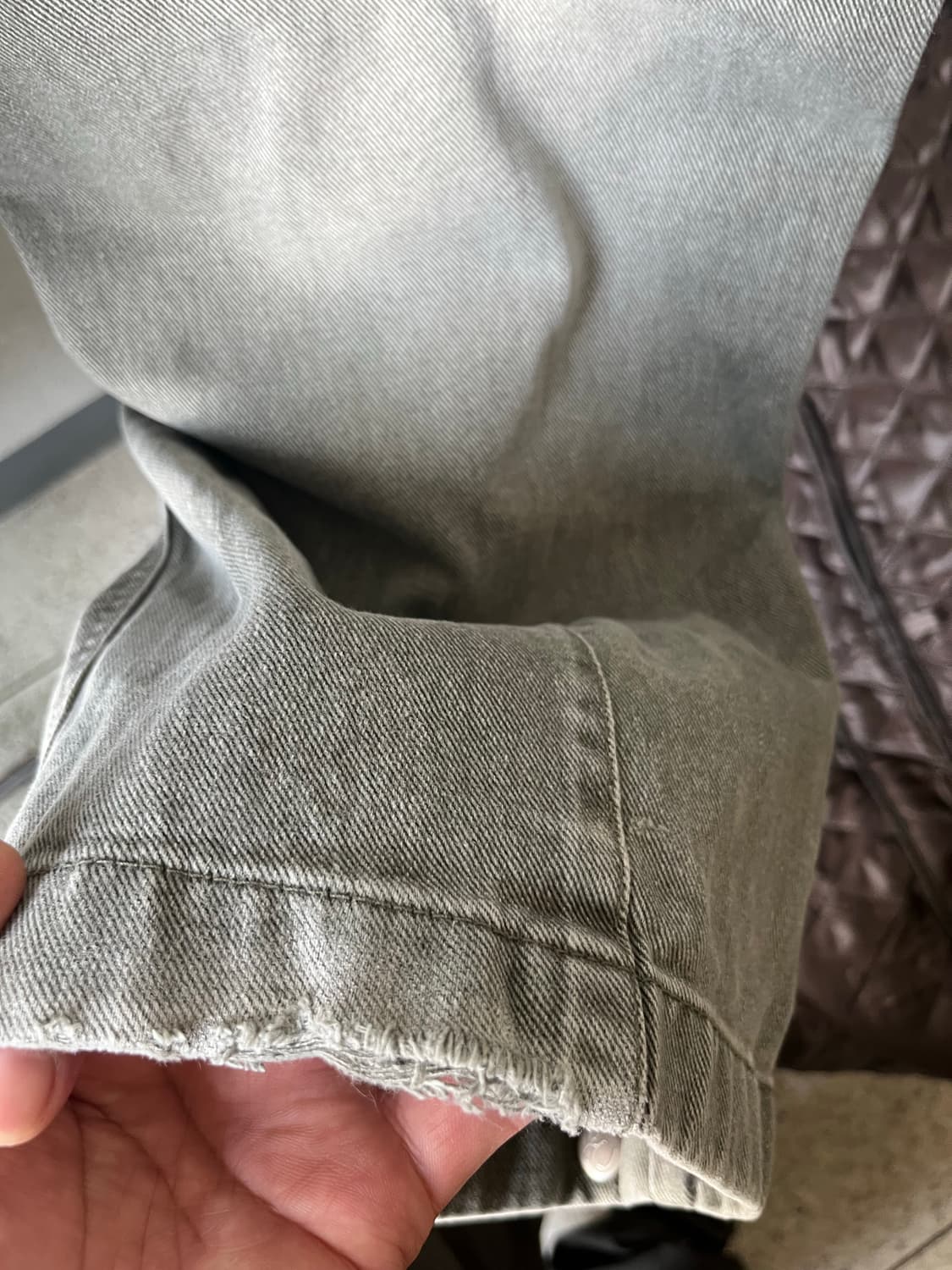 ETCE 워싱 배기 데님 카키 상품이미지5