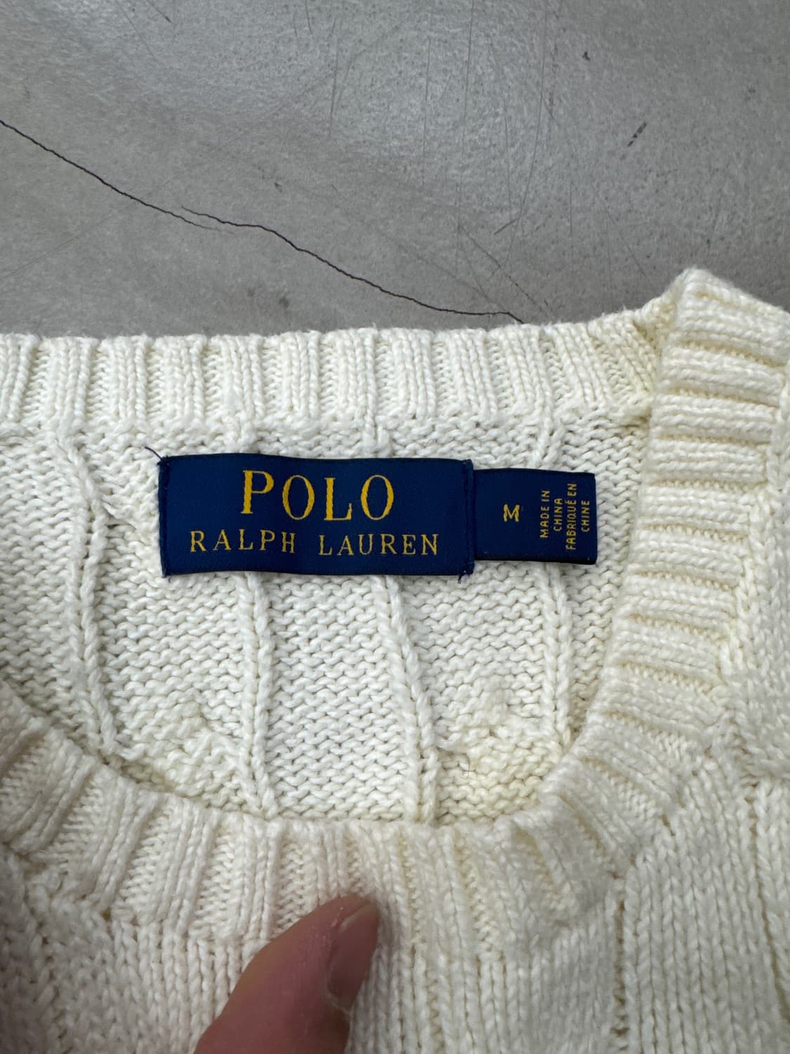폴로 케이블 니트 화이트 M 상품이미지5