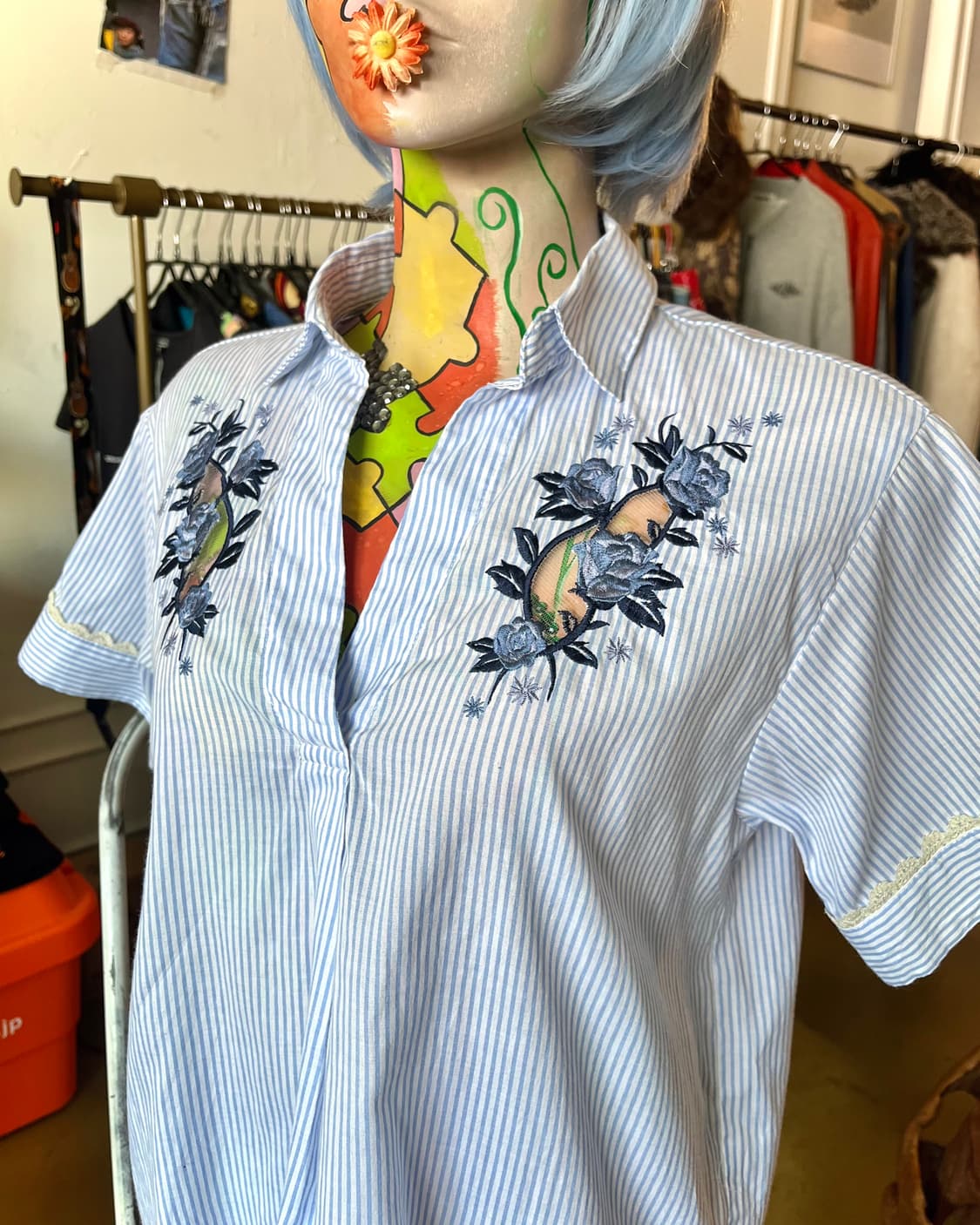 axes femme Floral Lace Detail 1/2 Shirt 상품이미지2
