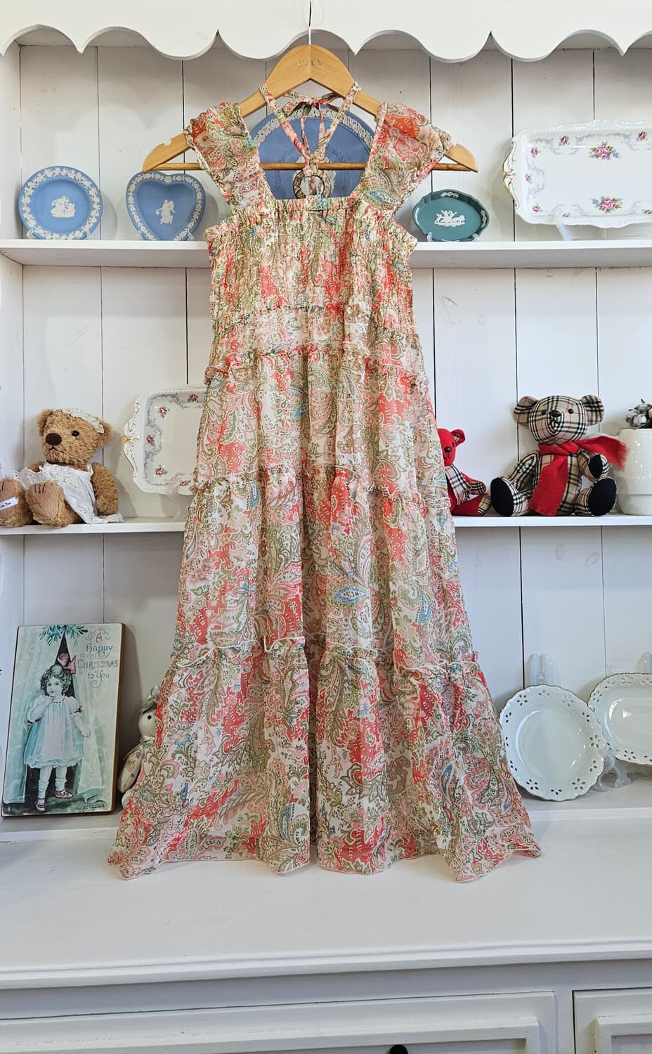 페이즐리 쉬폰 티어드 원피스 상품이미지2