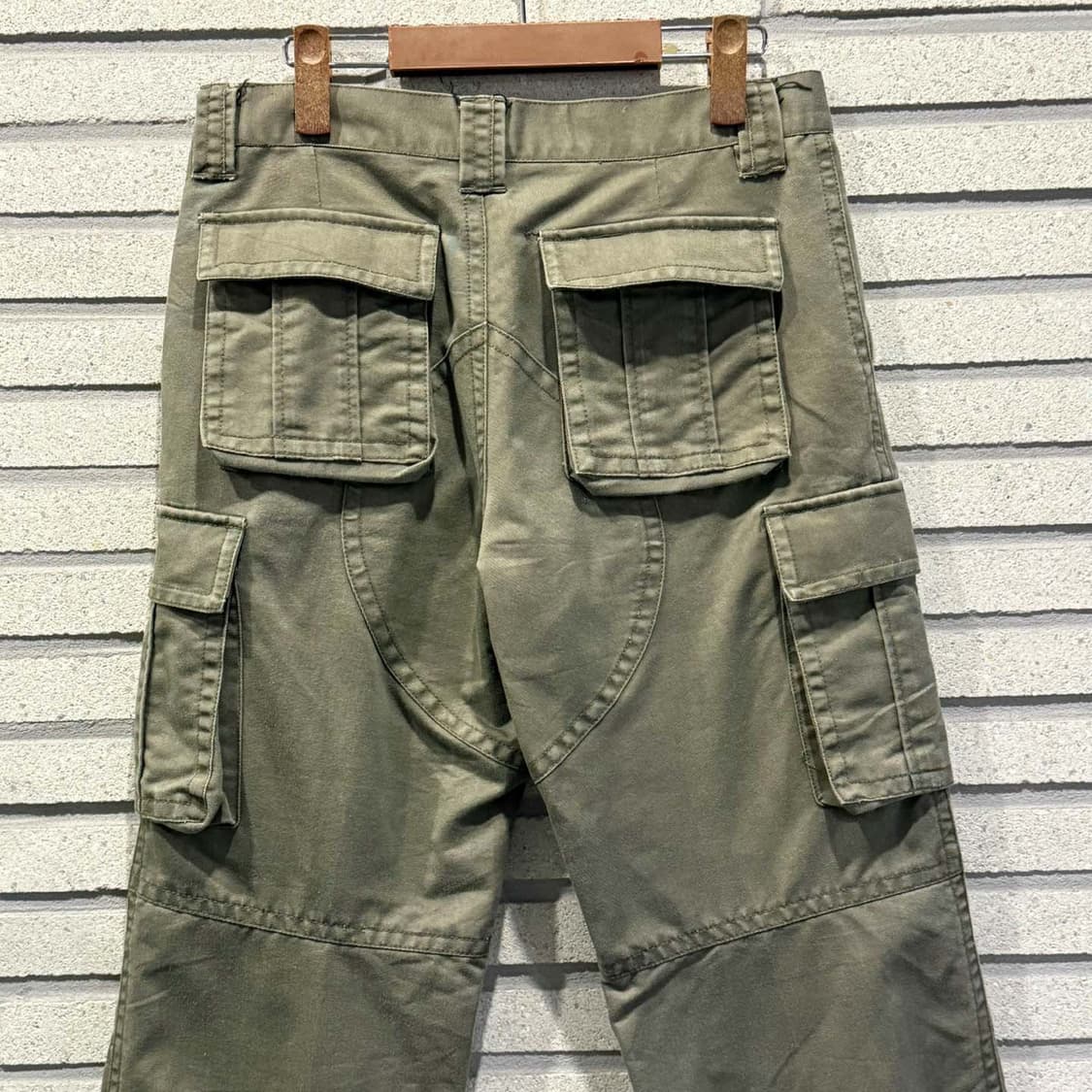 JPN VINTAGE 카고 워크 팬츠 플랩 포켓 레귤러 핏 디테일 카키 상품이미지5