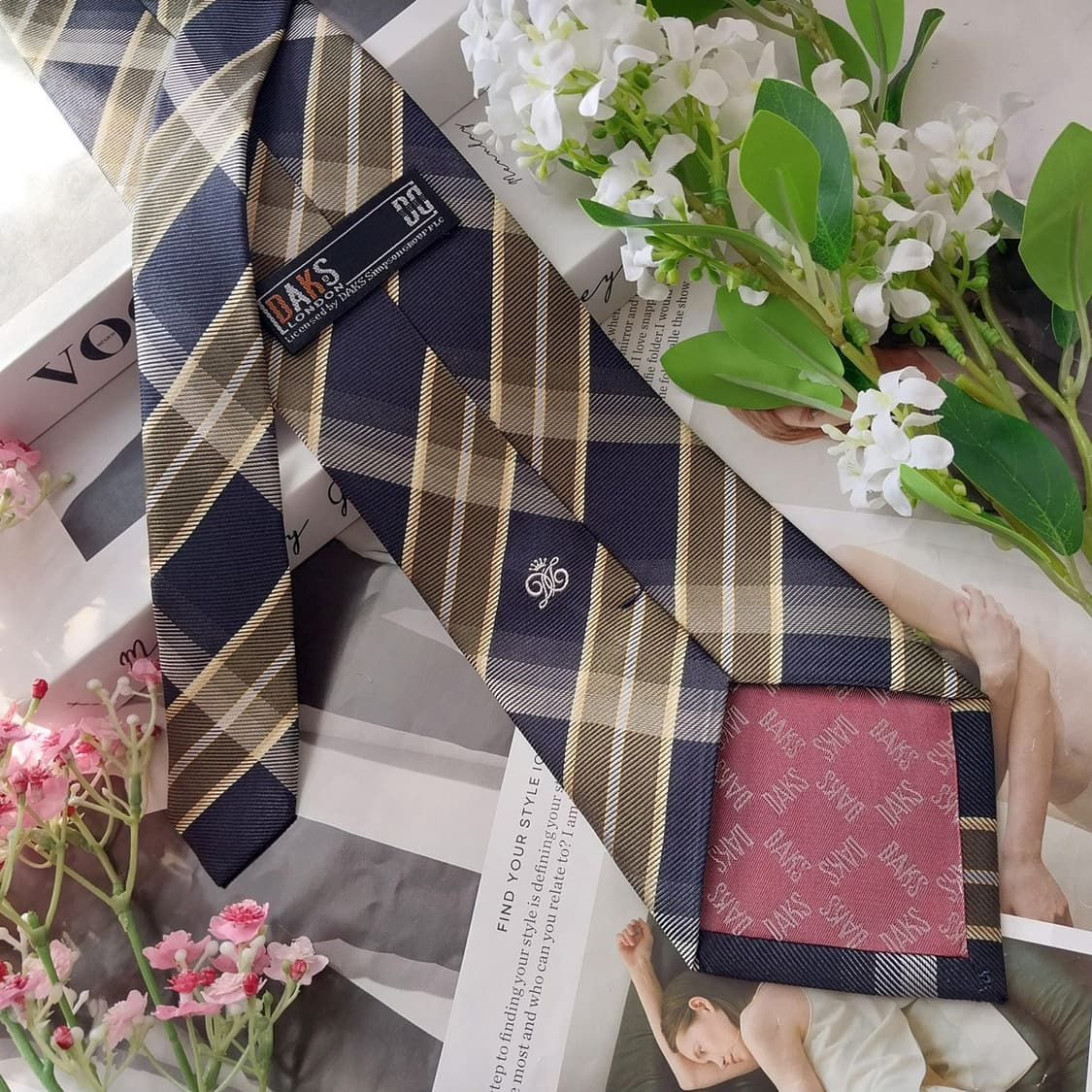 닥스 실크 네이비 체크 넥타이 9.8cm A+등급 K2072 상품이미지4