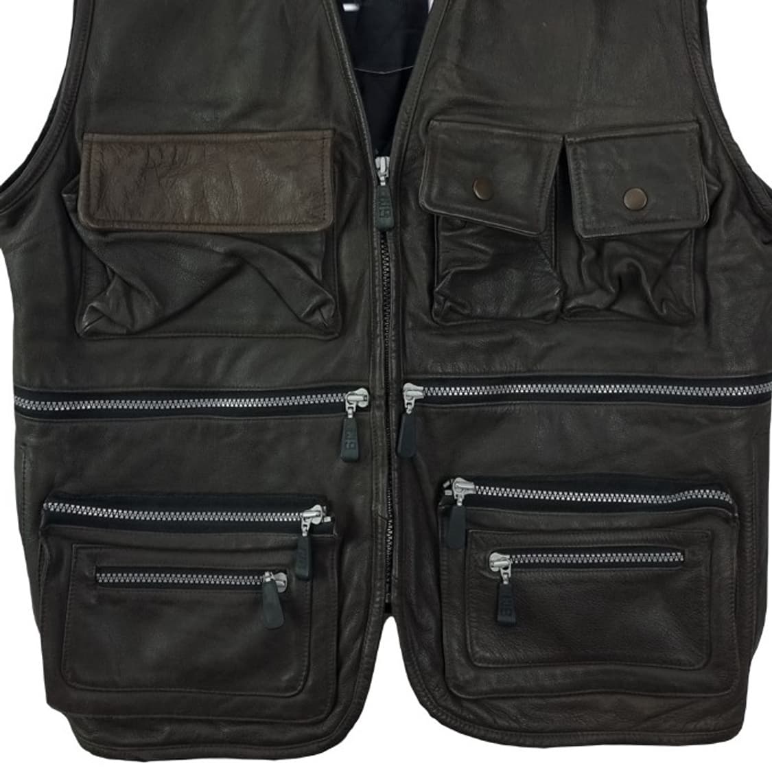 [빈티지] 리얼 쉽스킨 양가죽 멀티 포켓 빈티지 레더 베스트 M18953 상품이미지5