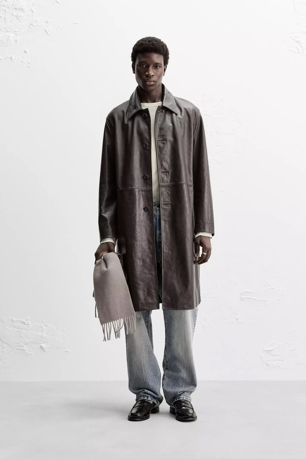 자라 Origins 레더 트렌치 코트 가죽 코트 M 상품이미지1