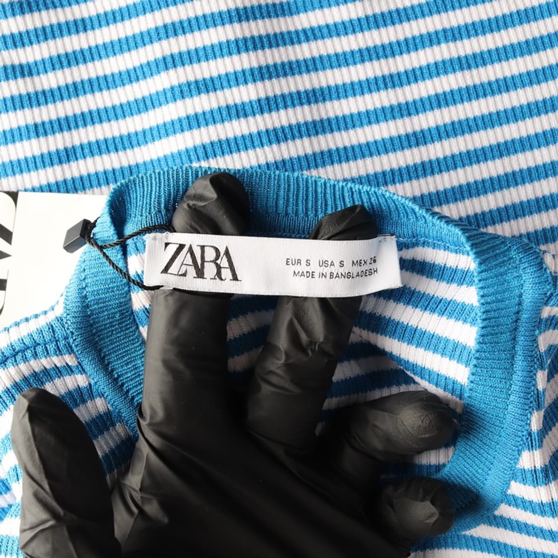 ZARA 스트라이프 반팔 골지 니트 가디건 S 상품이미지5