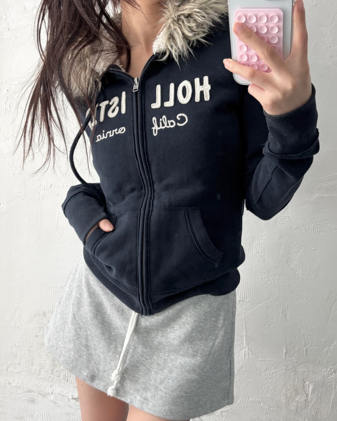 Hollister 홀리스터 우먼즈 퍼 후드집업 상품이미지9