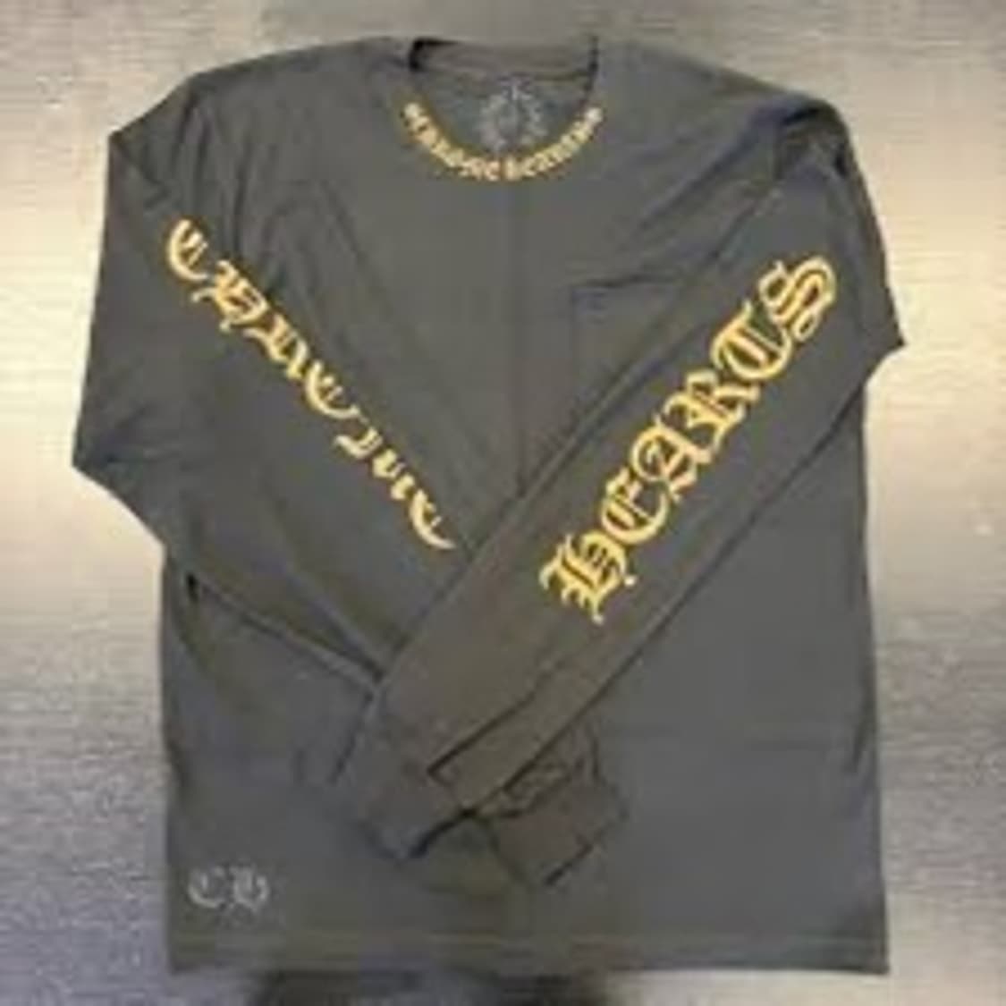 (미개봉) 크롬하츠 넥 로고 포켓 크루 롱슬리브 티셔츠 블랙 그린 XL 상품이미지3