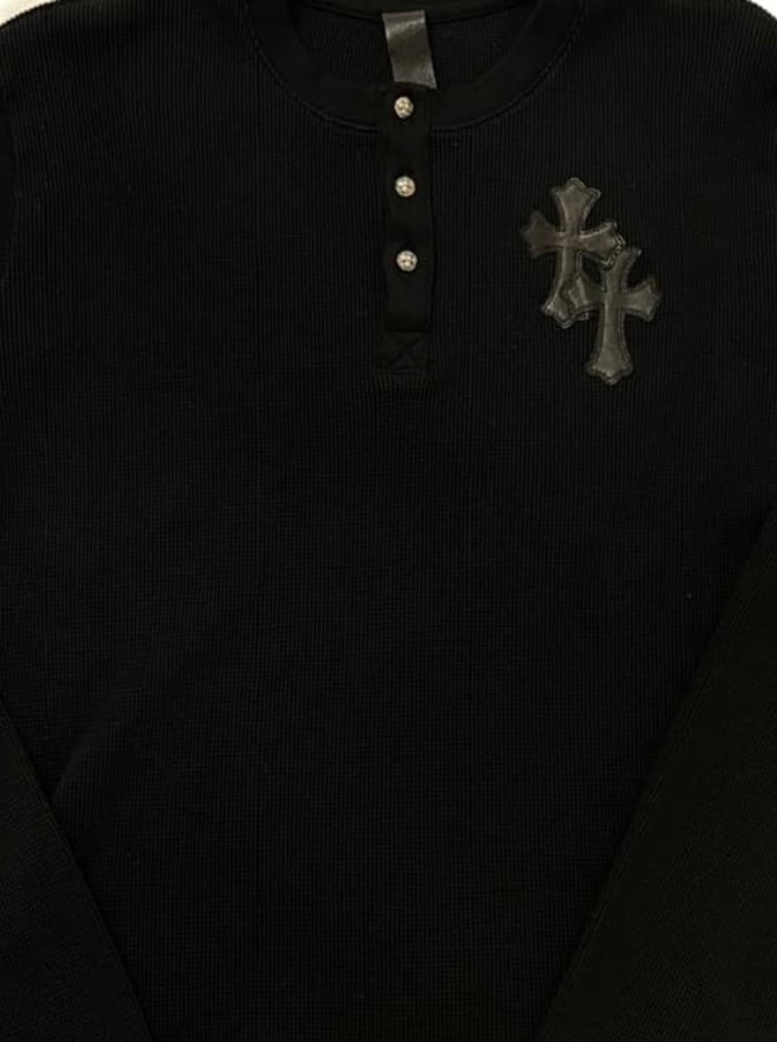 크롬하츠 헨리넥 레더패치 니트 L사이즈 처분 상품이미지1