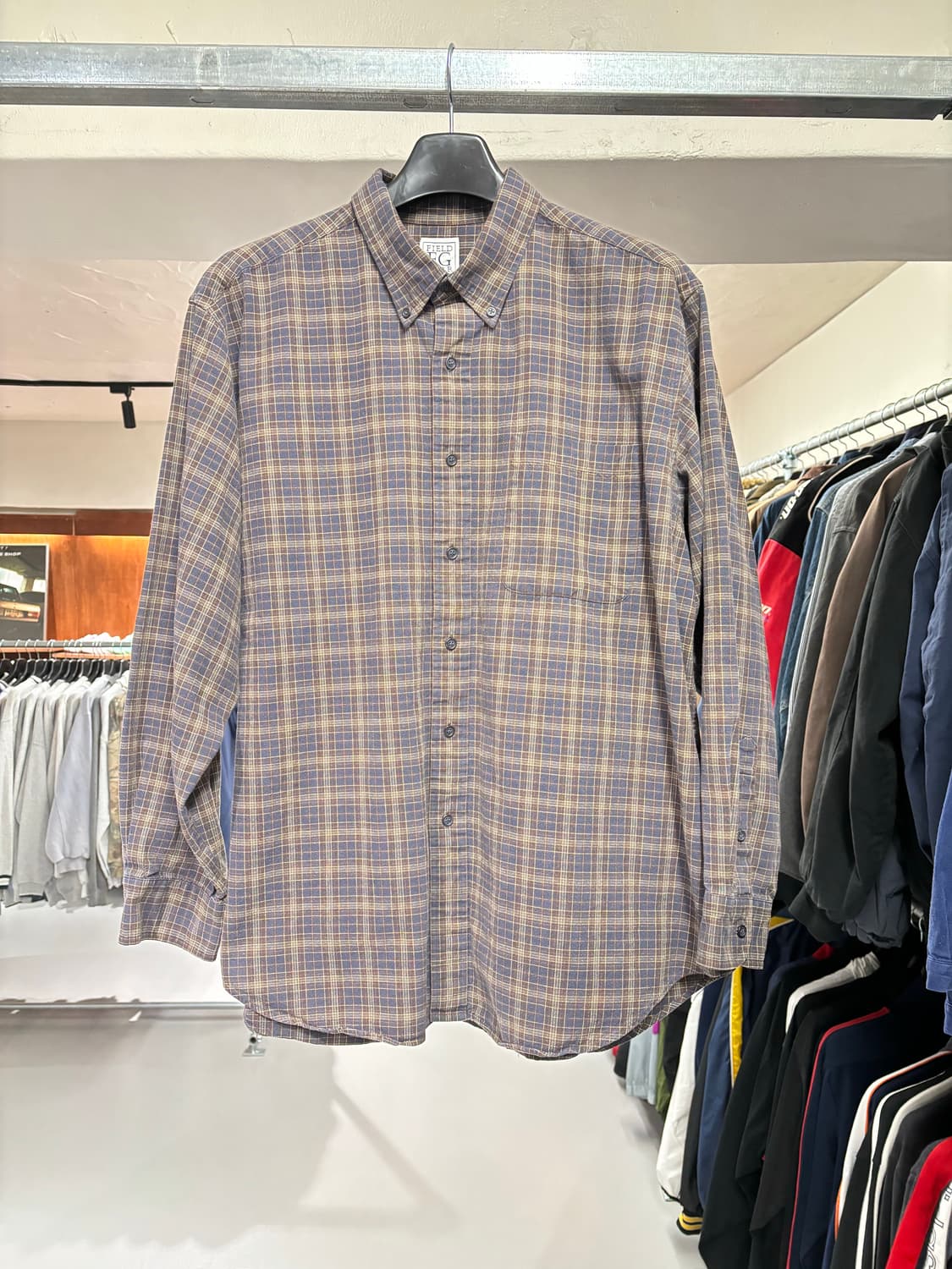 빈티지 브라운 체크 셔츠 상품이미지3