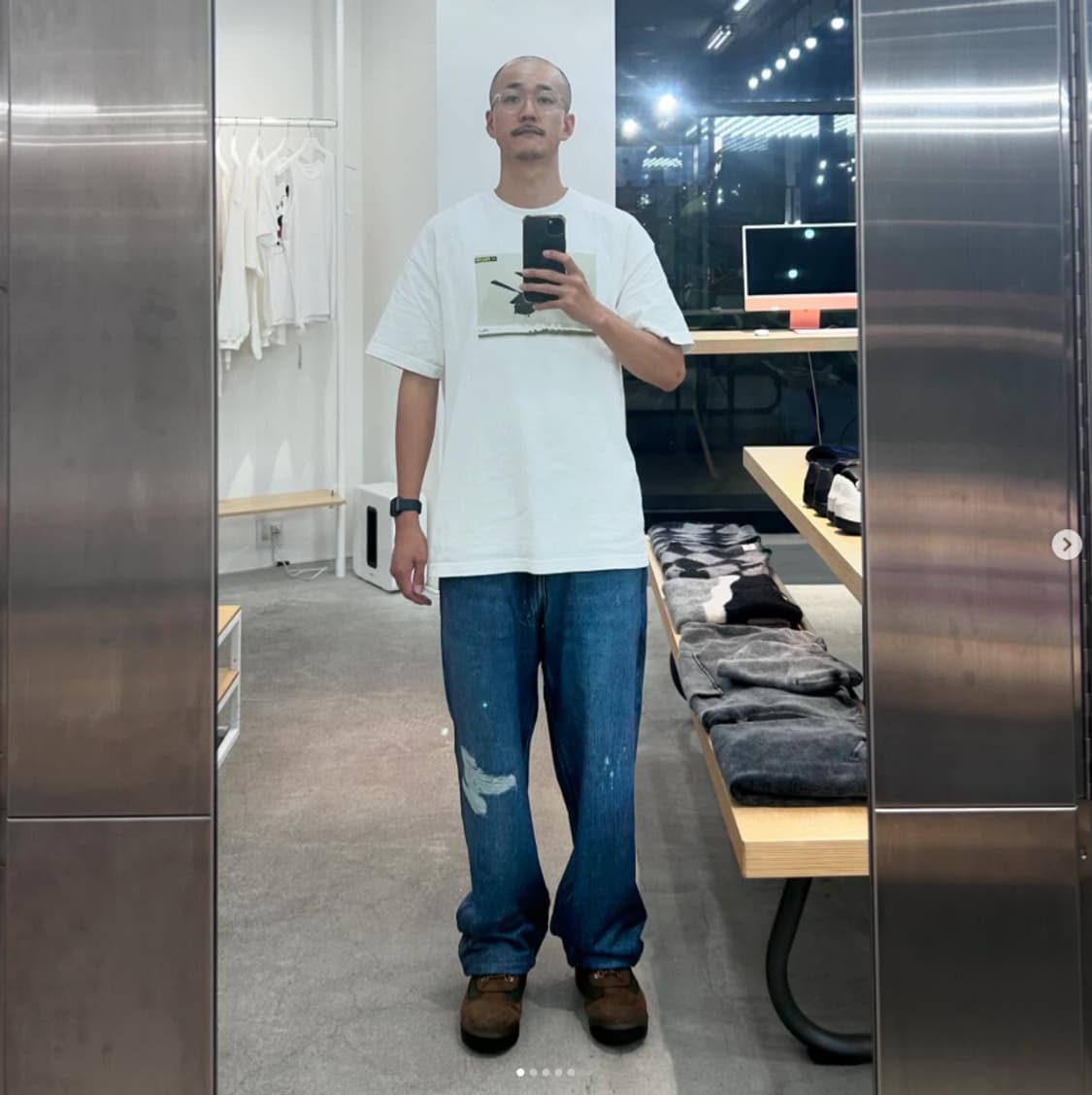 SSZ 24aw 디지털 데님 전사프린트 스웻팬츠 블루 L 상품이미지8