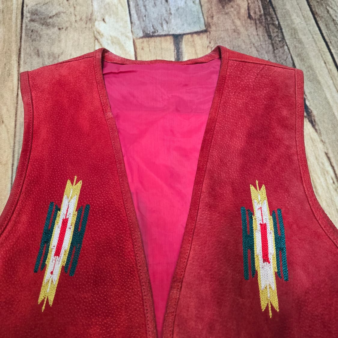 빈티지 치마요패턴 천연스웨이드 베스트 상품이미지4