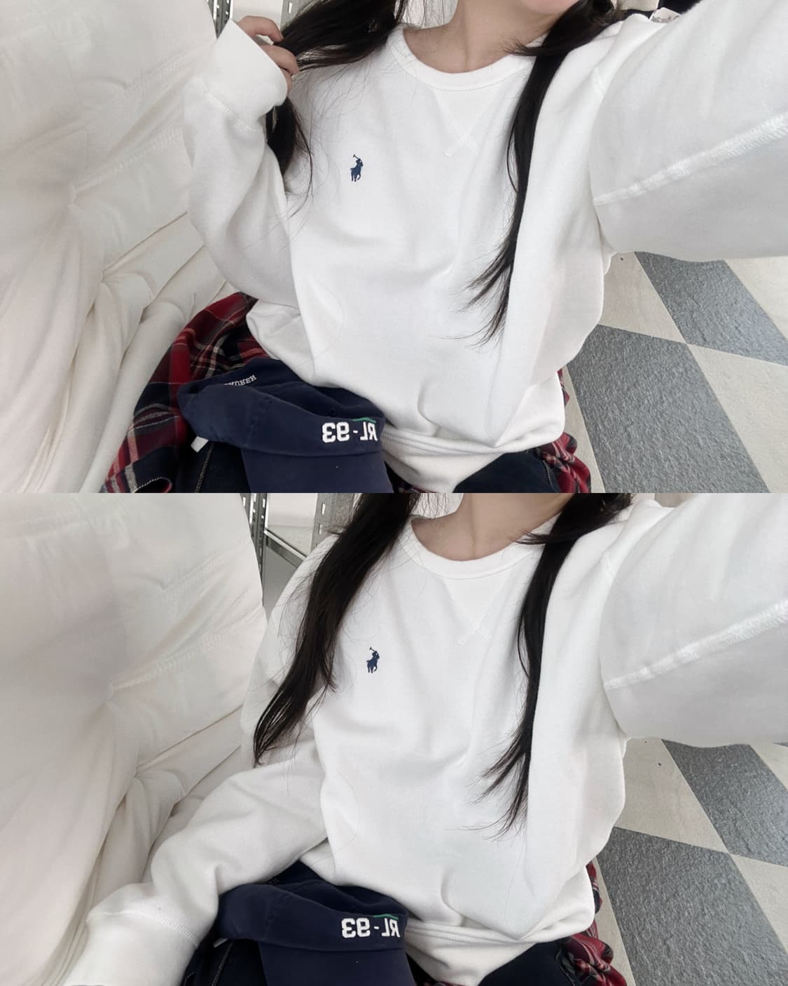 폴로 랄프로렌 화이트 네이비포니 맨투맨 상품이미지1