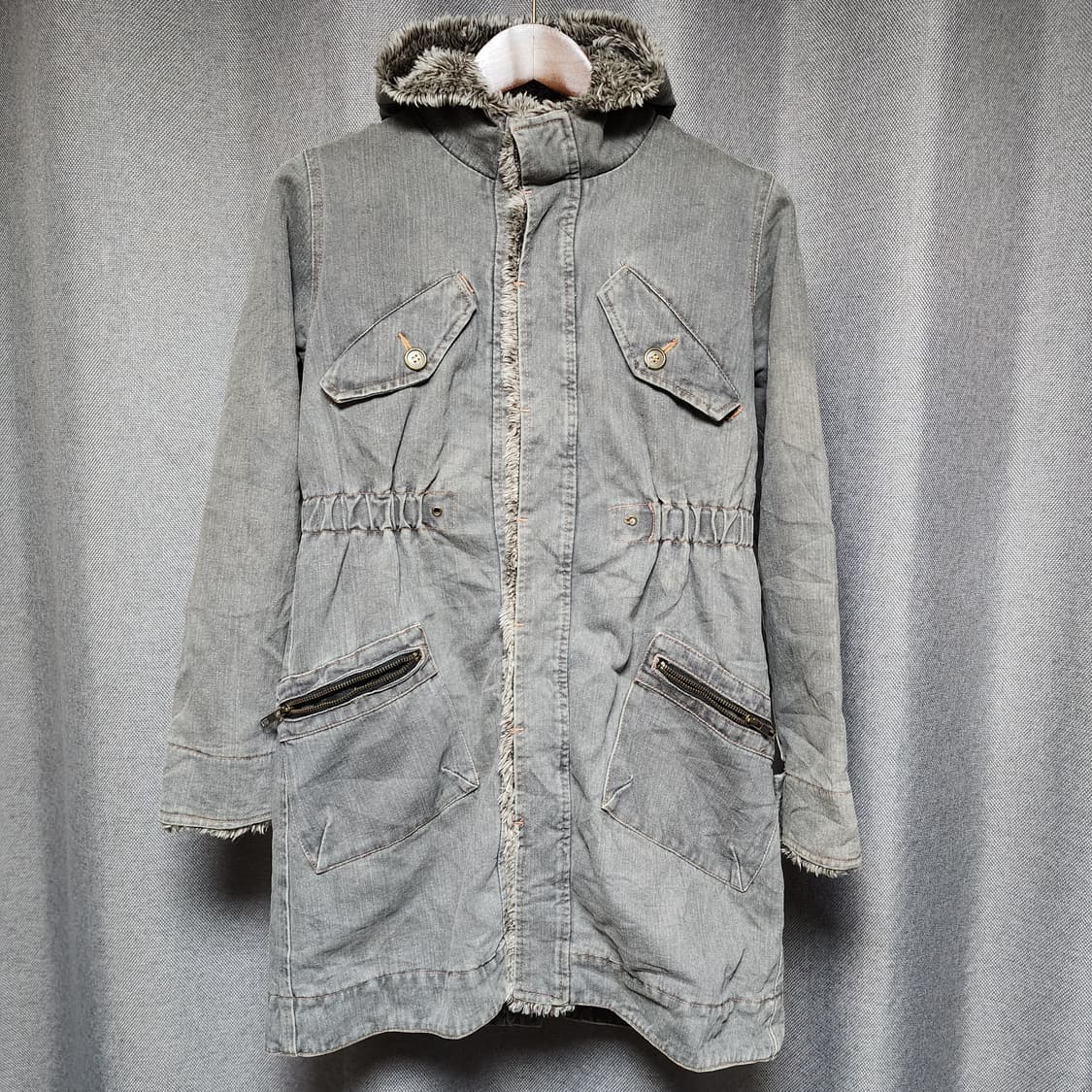 일본 빈티지 시멘트 퍼 트리밍 아티잔 야상 파카 자켓 상품이미지5