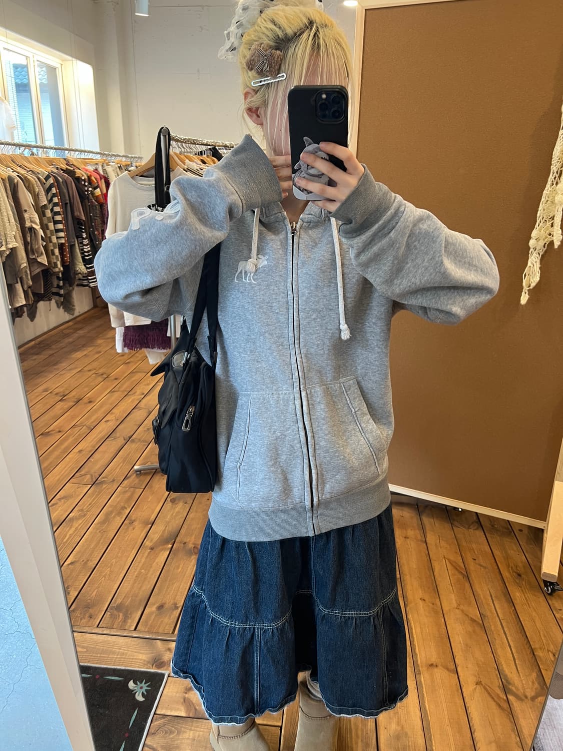 아베크롬비 그레이 로고 후드집업  상품이미지1