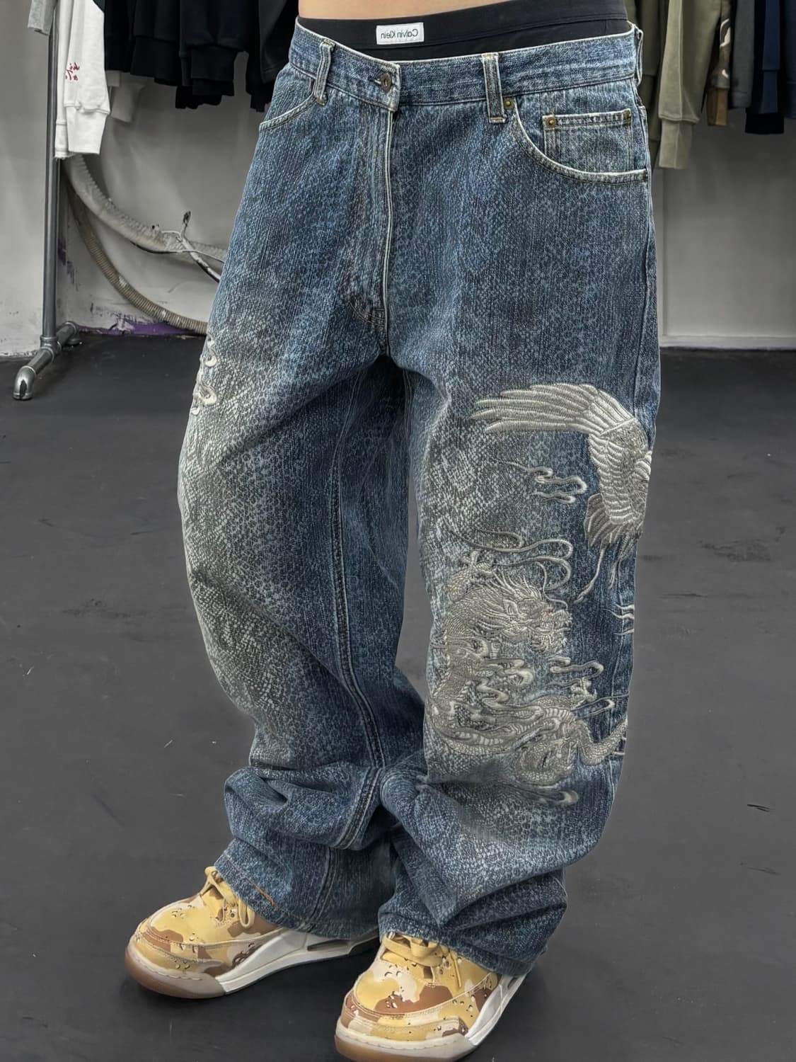 카라쿠리 오리엔탈 뱀피 드래곤 데님팬츠 상품이미지1