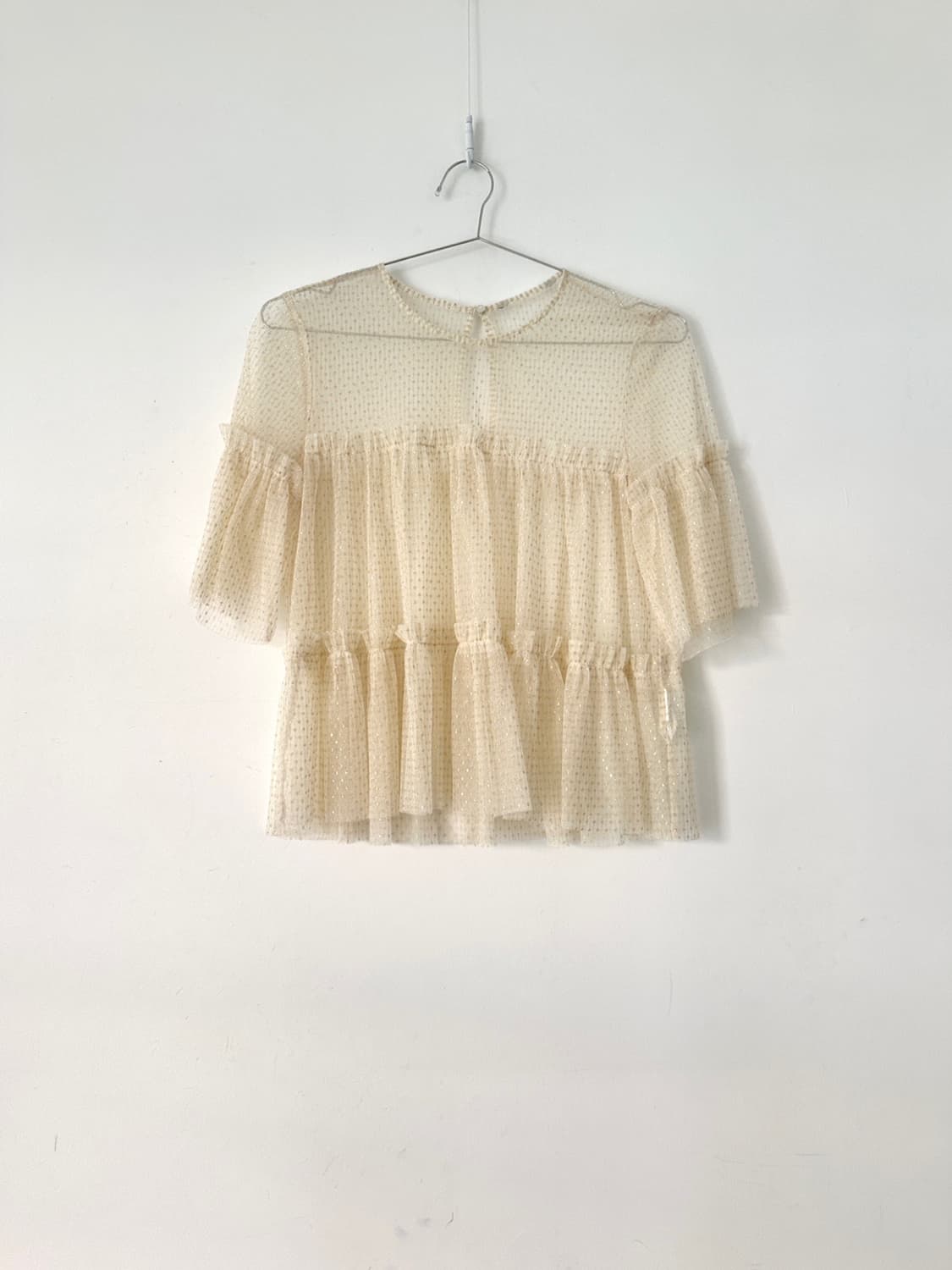 Glitter sheer layered frill top / cream 상품이미지4