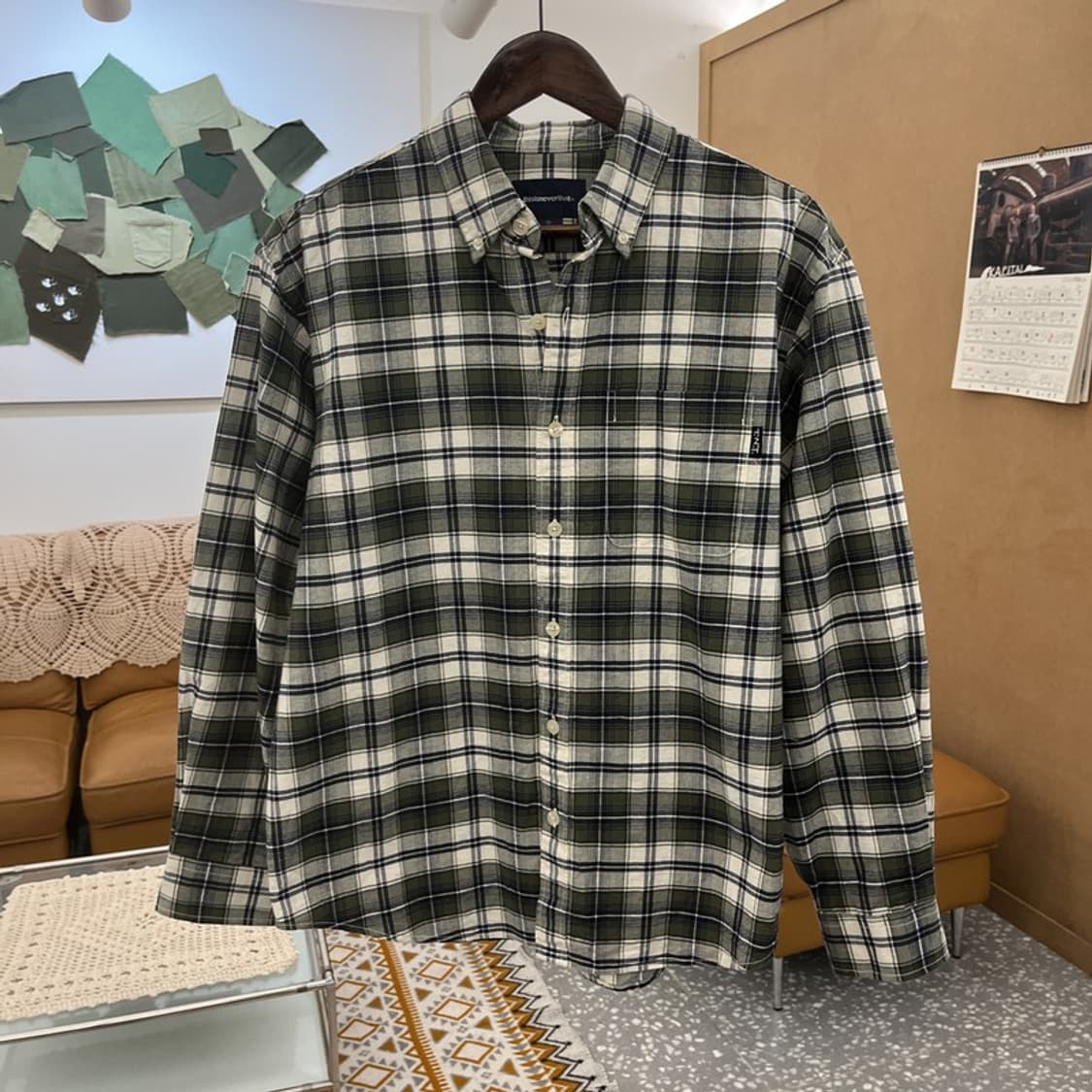 디스이즈네버댓 컨트리 레트로 빈티지 그린 체크 셔츠 S C10553 상품이미지3
