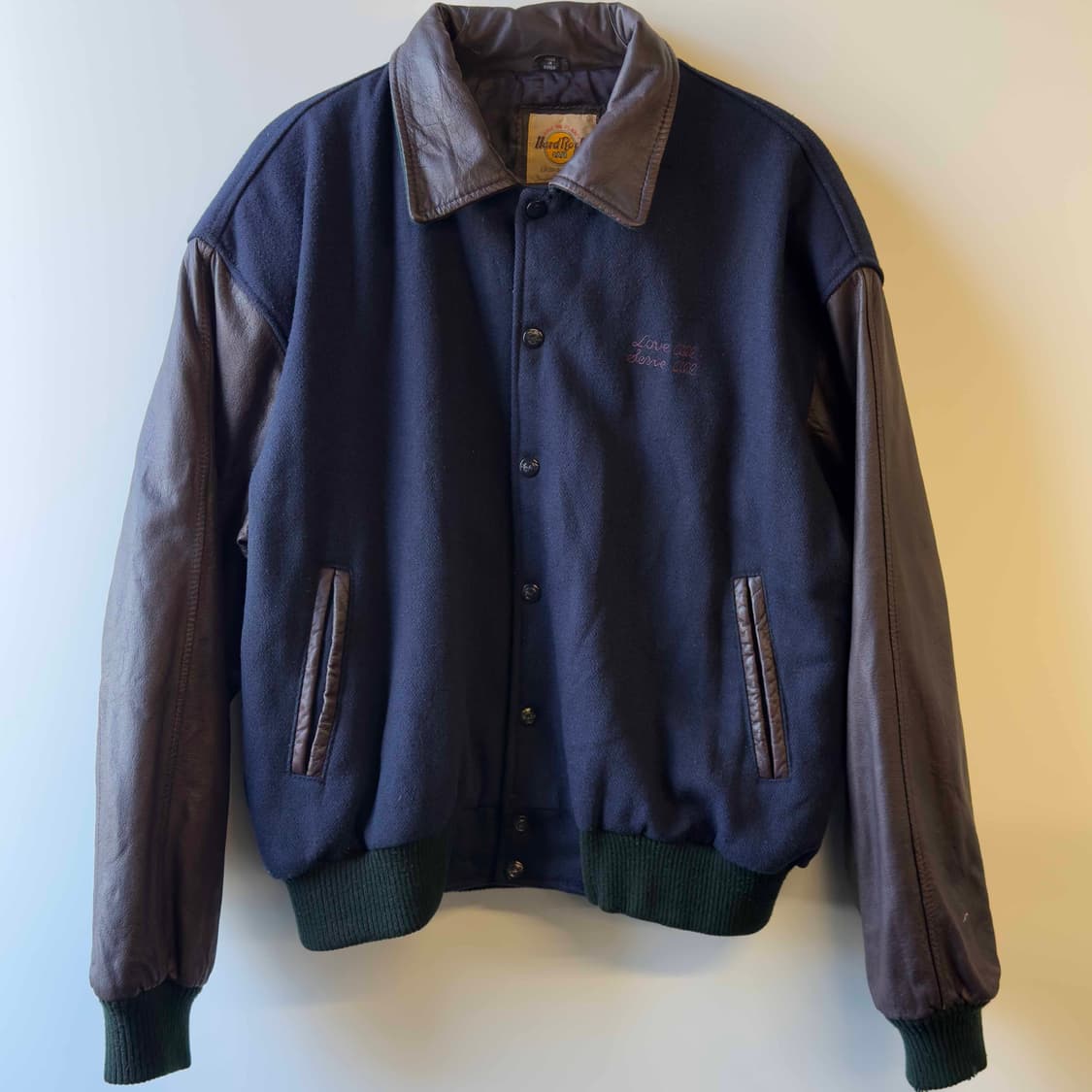 90s 하드락 카페 레더 바시티 자켓 상품이미지1