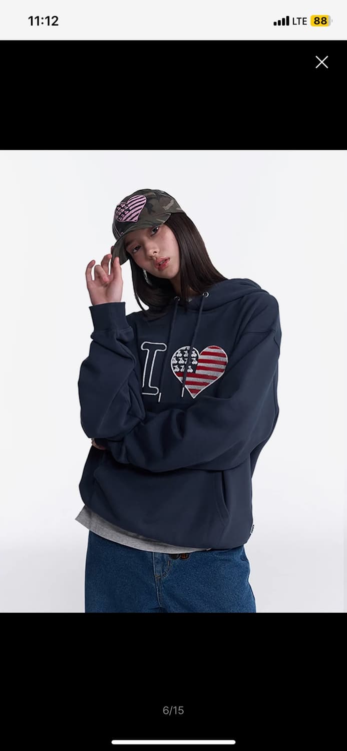 아이러브 키르시 루즈핏 후드티 네이비 2사이즈 상품이미지1
