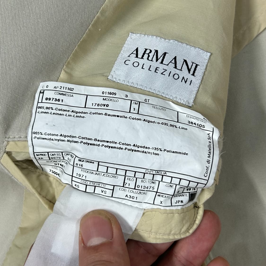 48) 아르마니 꼴레지오니 코튼 리넨 3버튼 블레이저 상품이미지8
