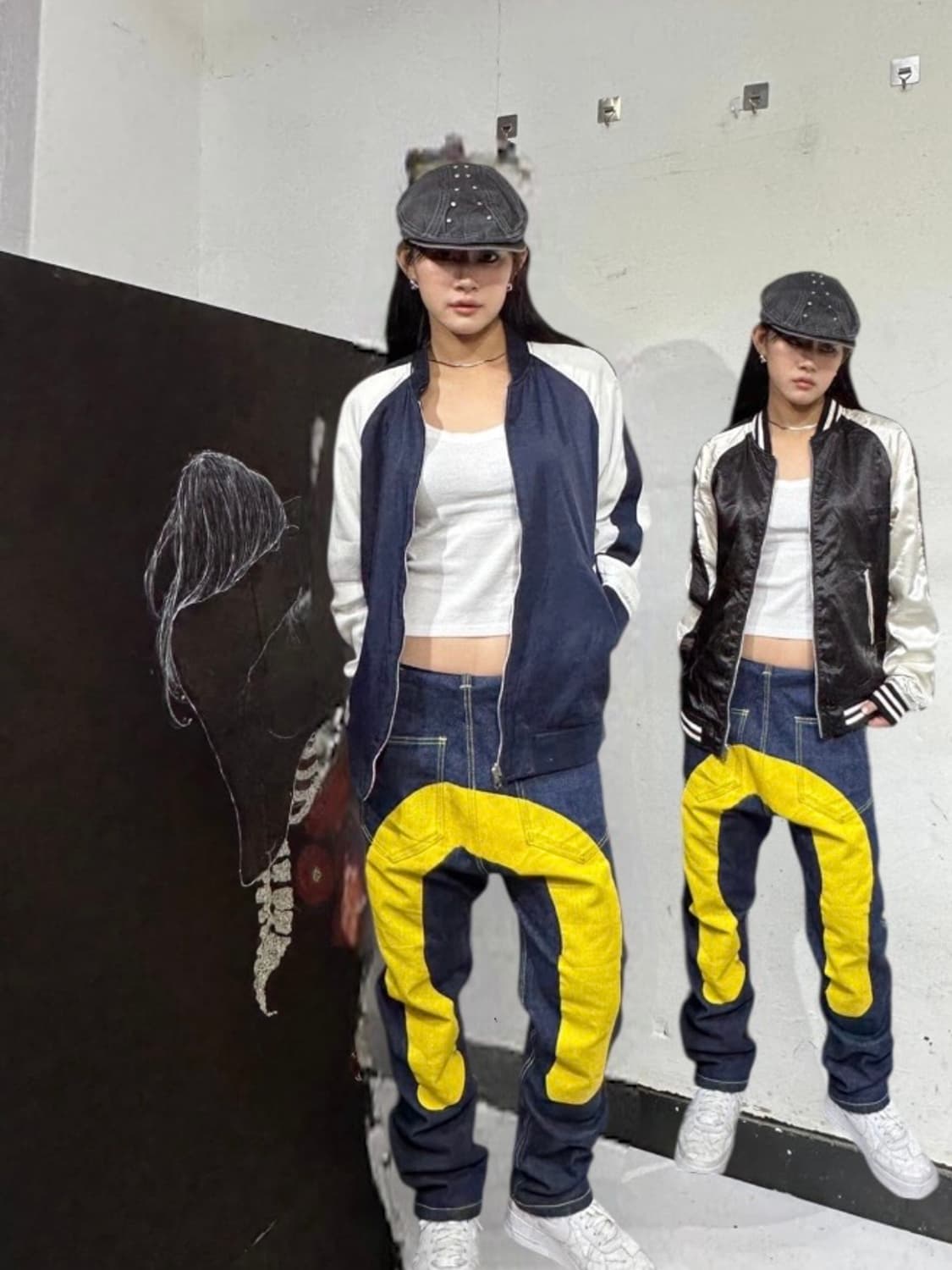 Jpn 일본빈티지 재패니즈 오리엔탈 네이비 블랙 양면 스카잔 자켓 상품이미지1