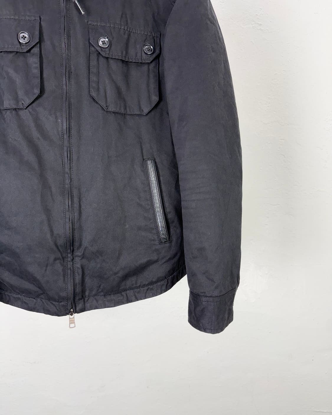 아르마니 익스체인지 포켓 블랙 헤어리 후디 라인 자켓 상품이미지5