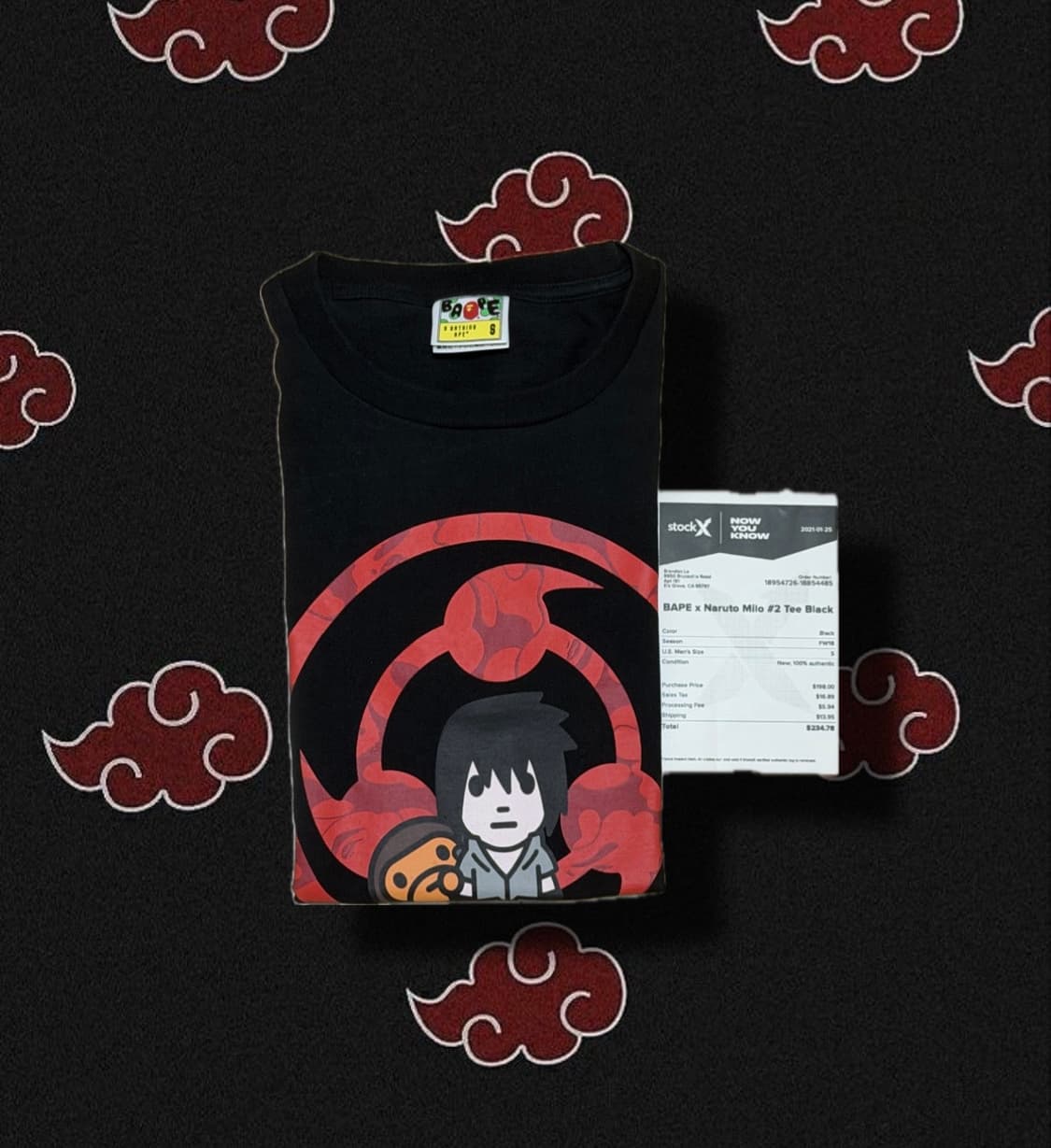 나루토 콜라보 베이프 사스케 마일로 셔츠 S 상품이미지1