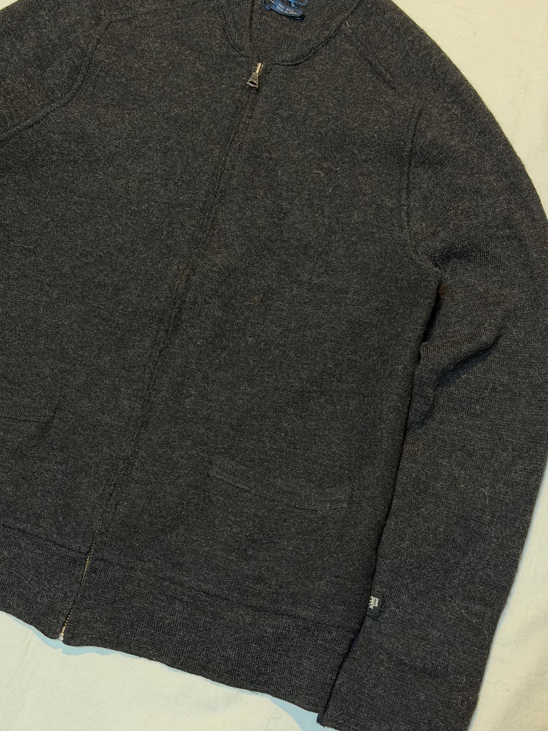 폴로 랄프로렌 알파카 울 블루종 니트집업 차콜 상품이미지2