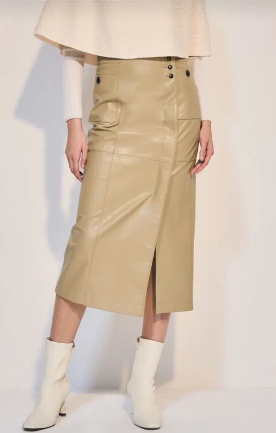 오브제 obzee 2023 레더 롱 스커트 61-90사이즈 상품이미지1