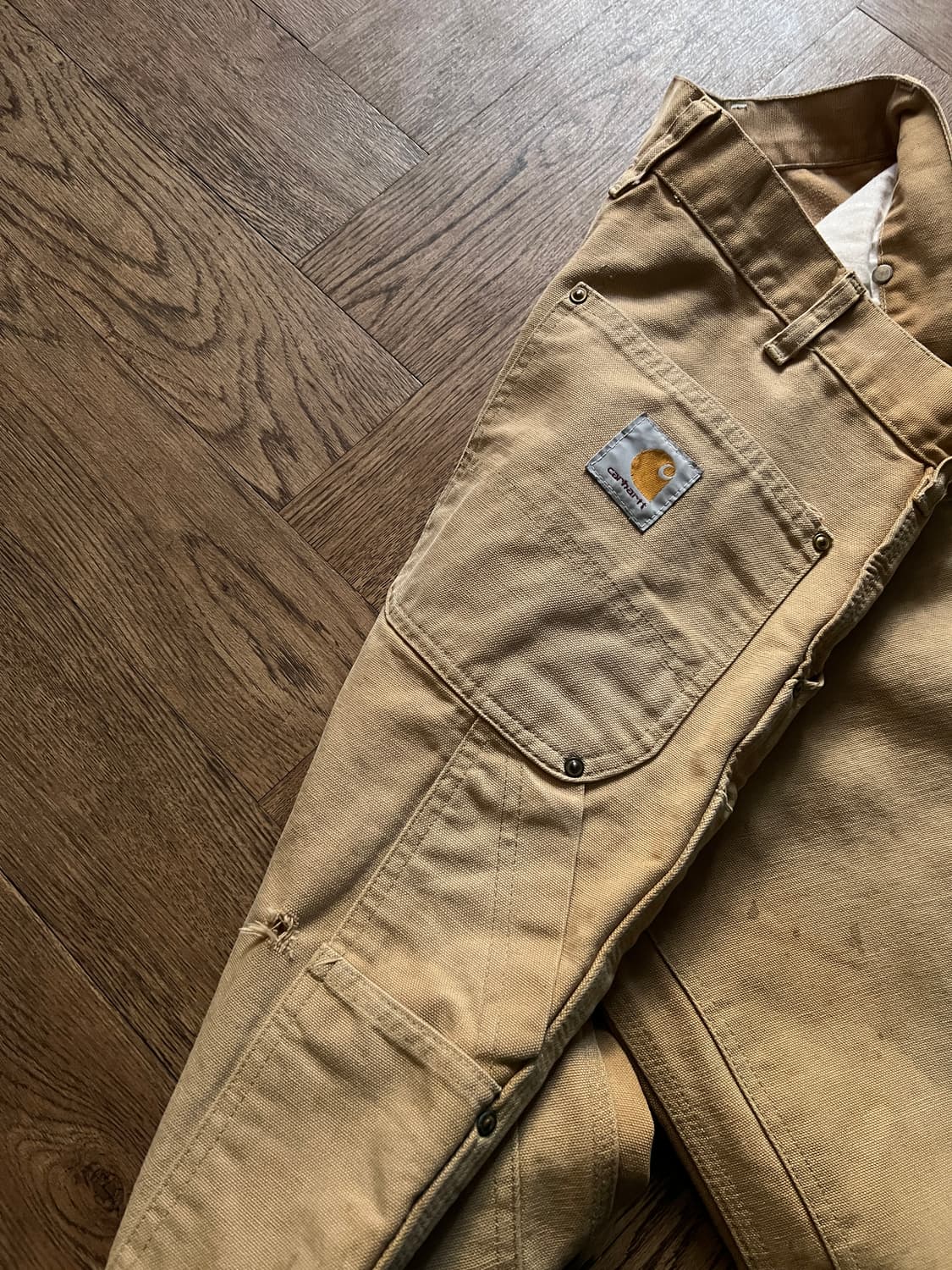 [32]90's 칼하트 유니온메이드 USA 빈티지 페이딩 더블니 워크팬츠 상품이미지6