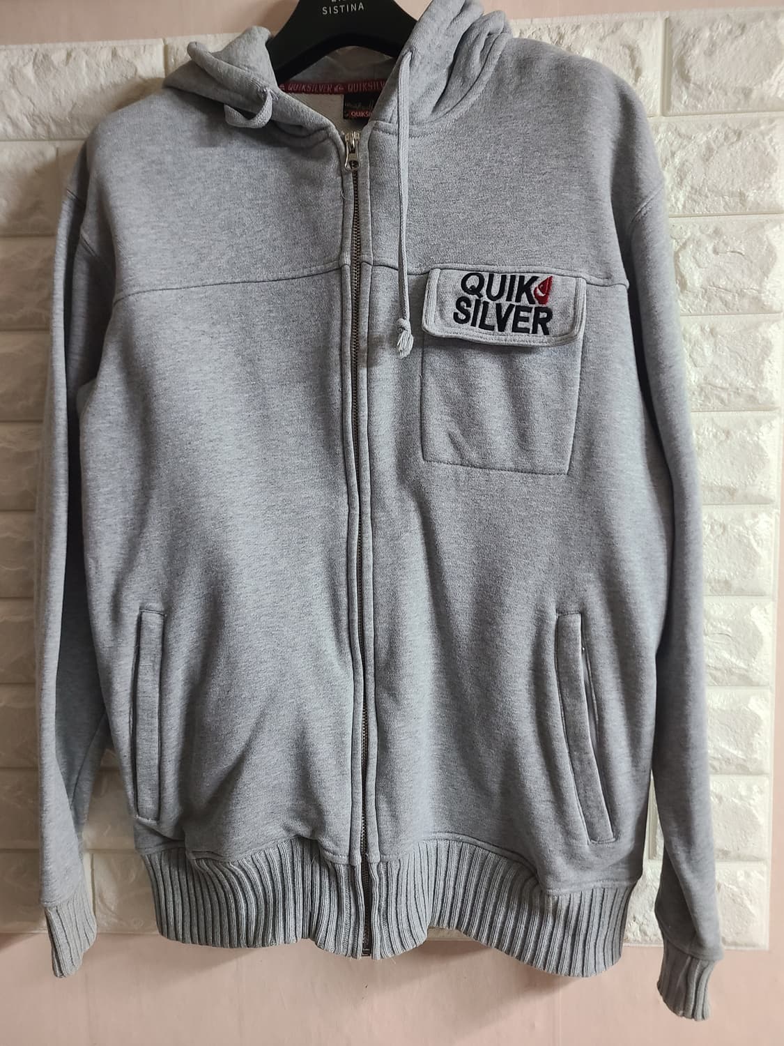 [수57]퀵실버 회색 후드집업(m) 상품이미지1