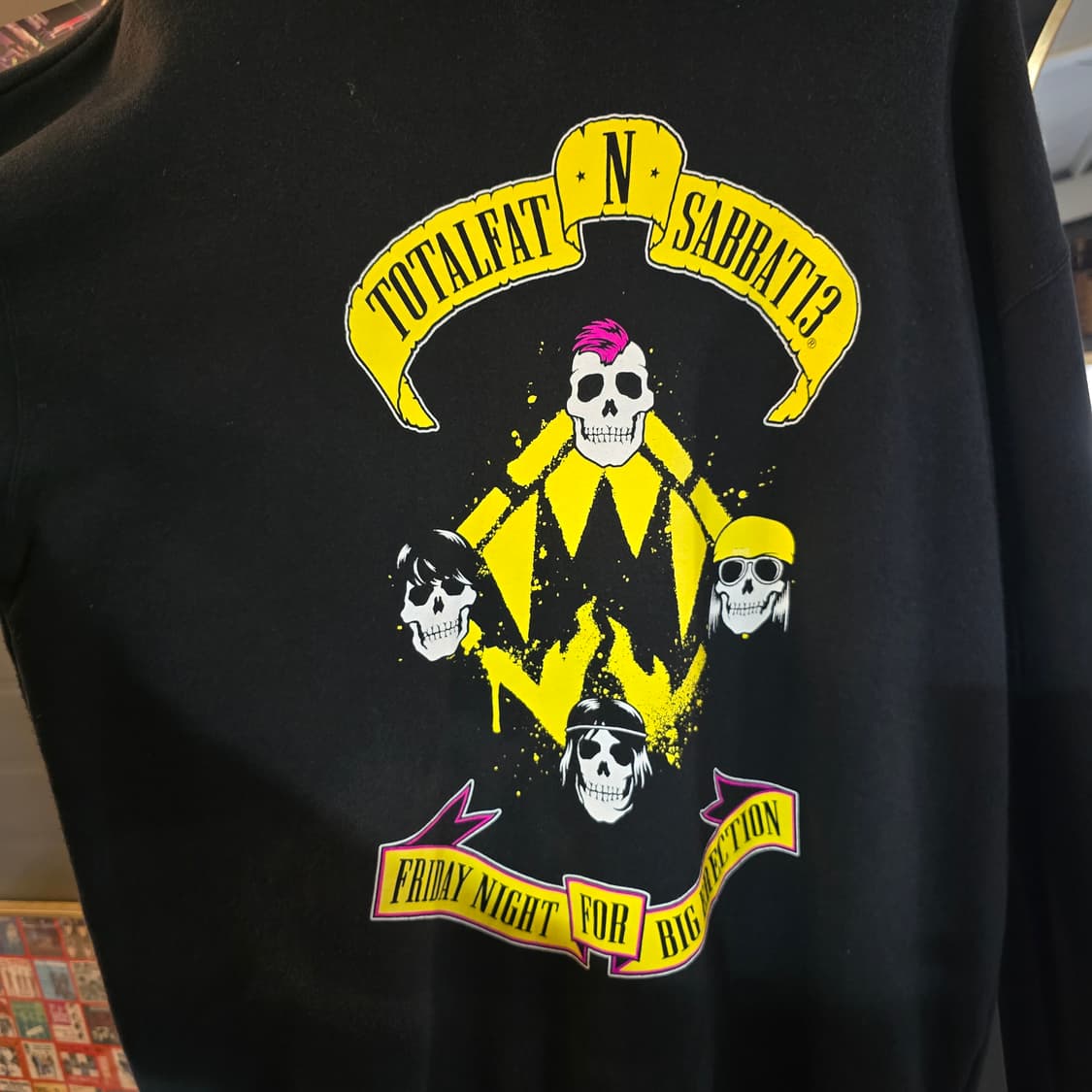 밴드 후드티 토탈패트 스컬 프린팅 후드집업 블랙 XL 오버핏 상품이미지9