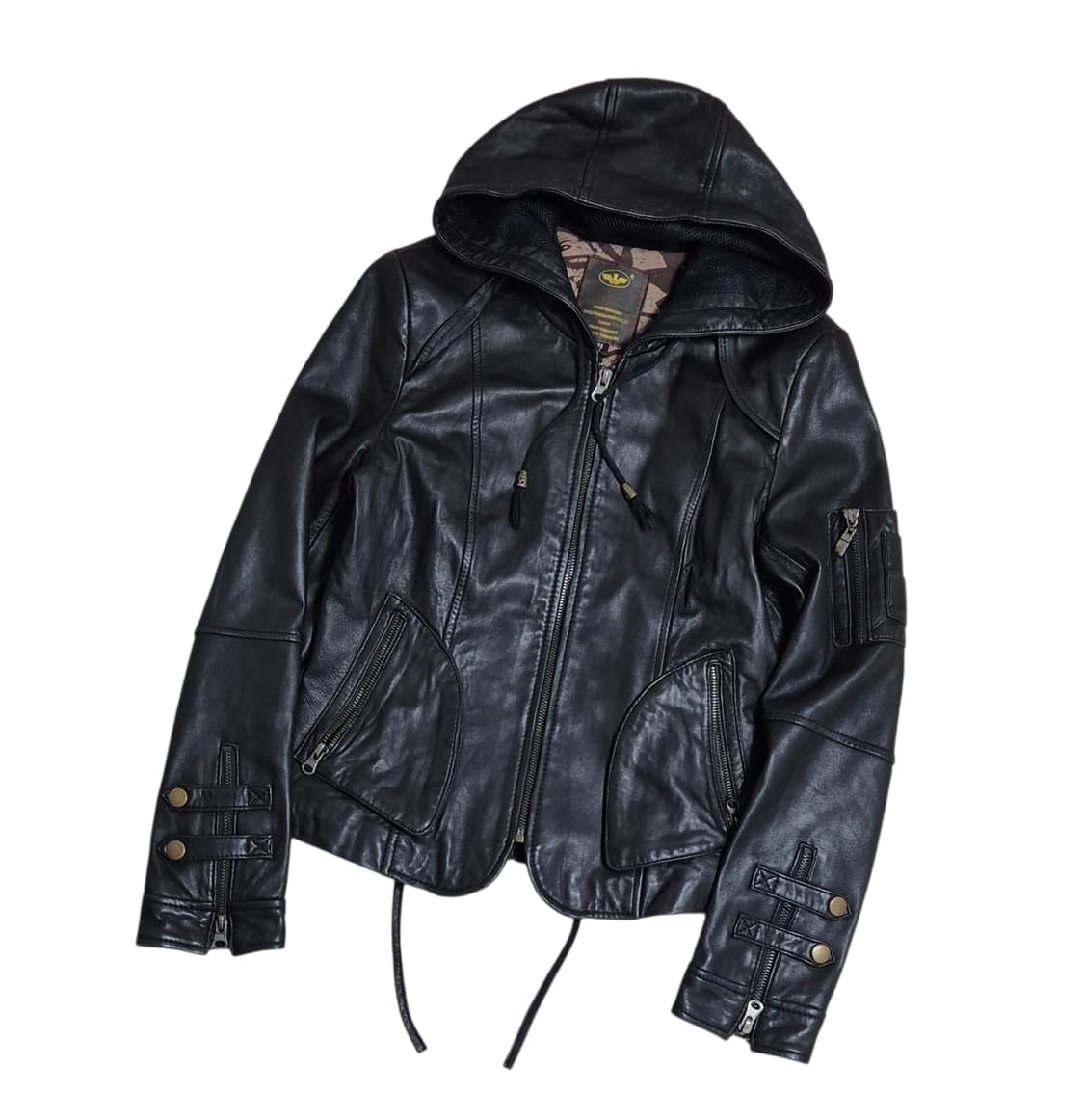 Vintage 여성 후드 가죽자켓 상품이미지1