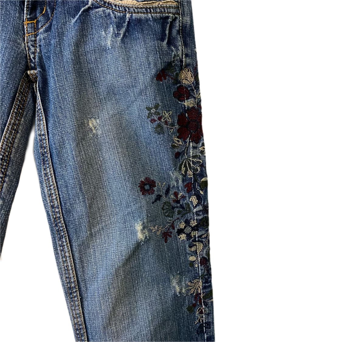 Y2K 레이스 꽃자수 데님팬츠 상품이미지6