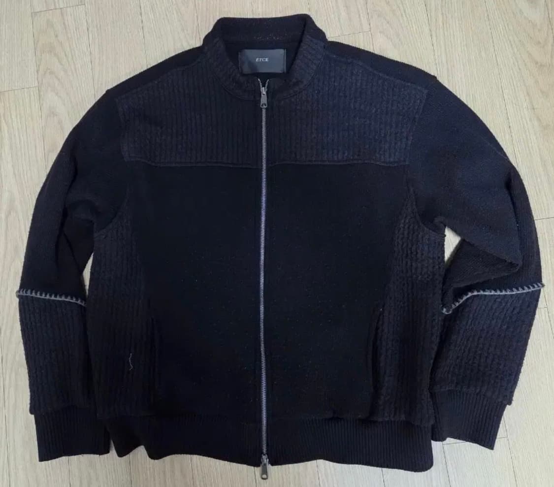 [L] etce 스모킹 니트집업 블랙 상품이미지1